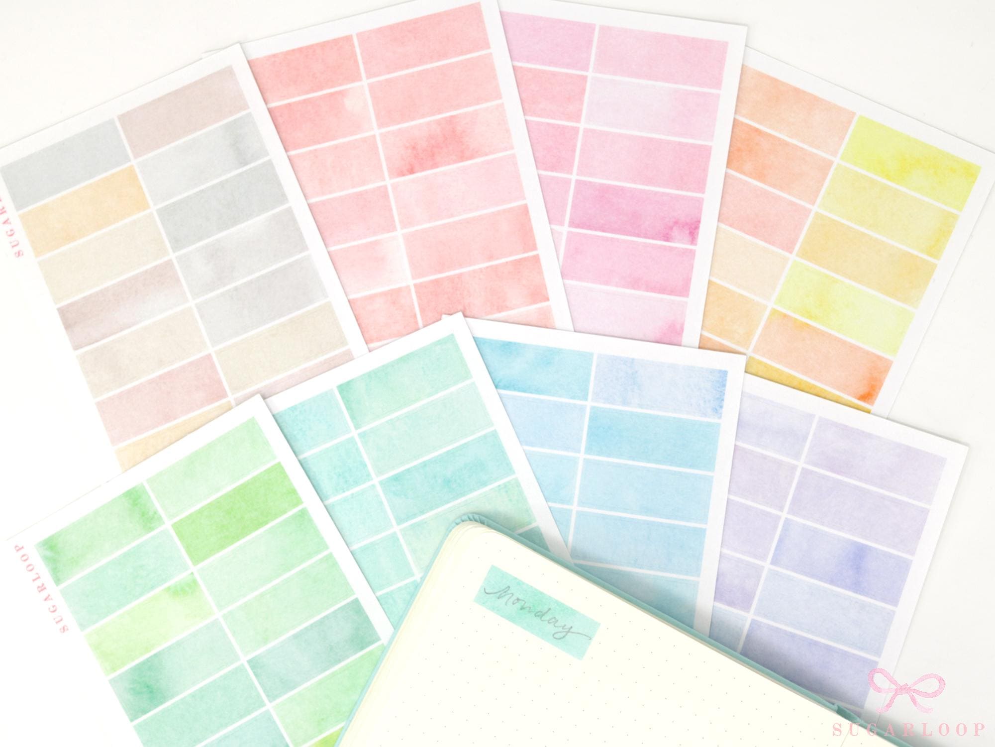 Watercolor Wash Appointment Quarter Box Labels Planner Stickers - 1.5 in (38 mm) in x 0.5 in (12 mm)
