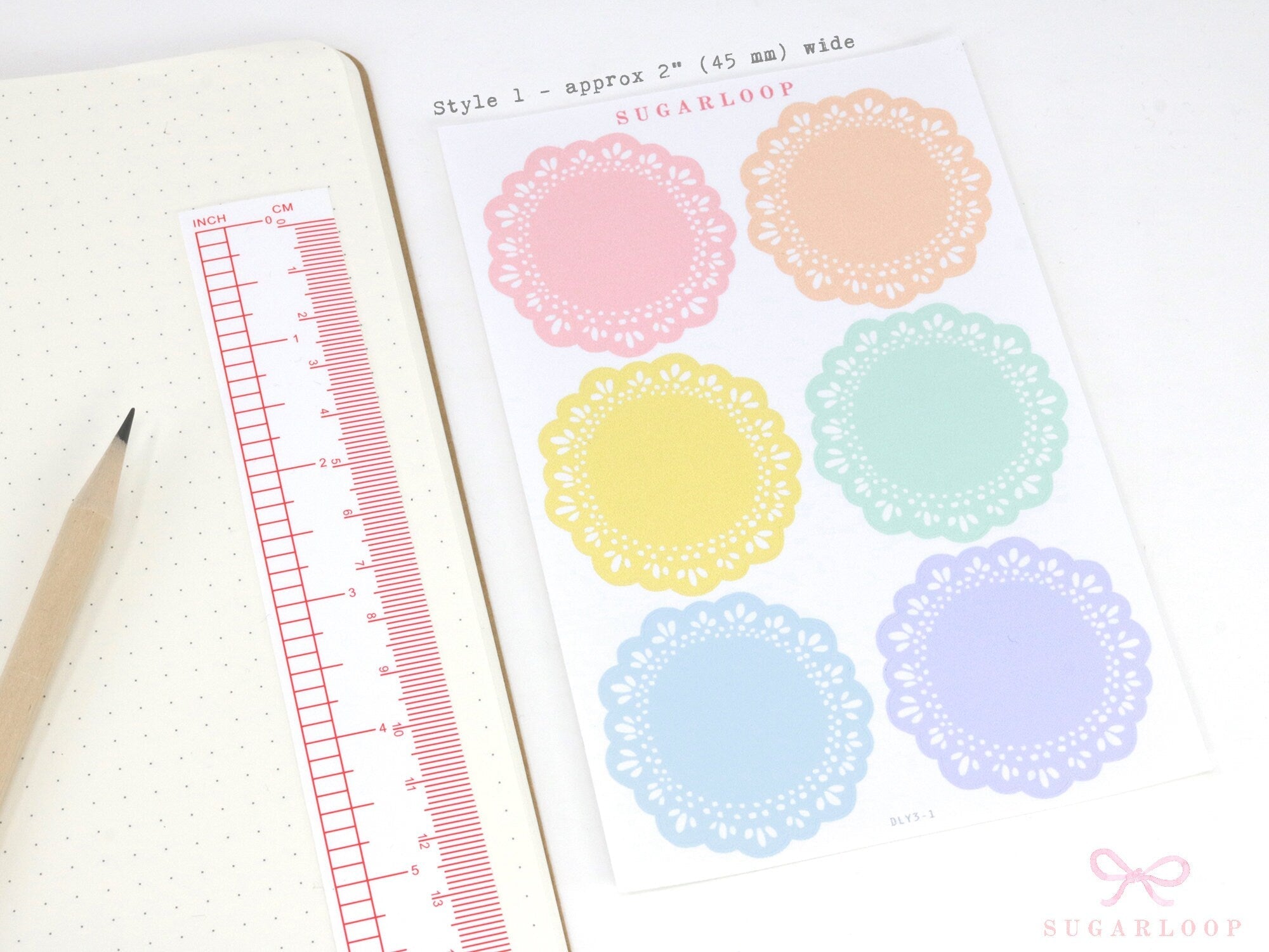 Round Bujo & Planner Deco Label Stickers: Doily Style