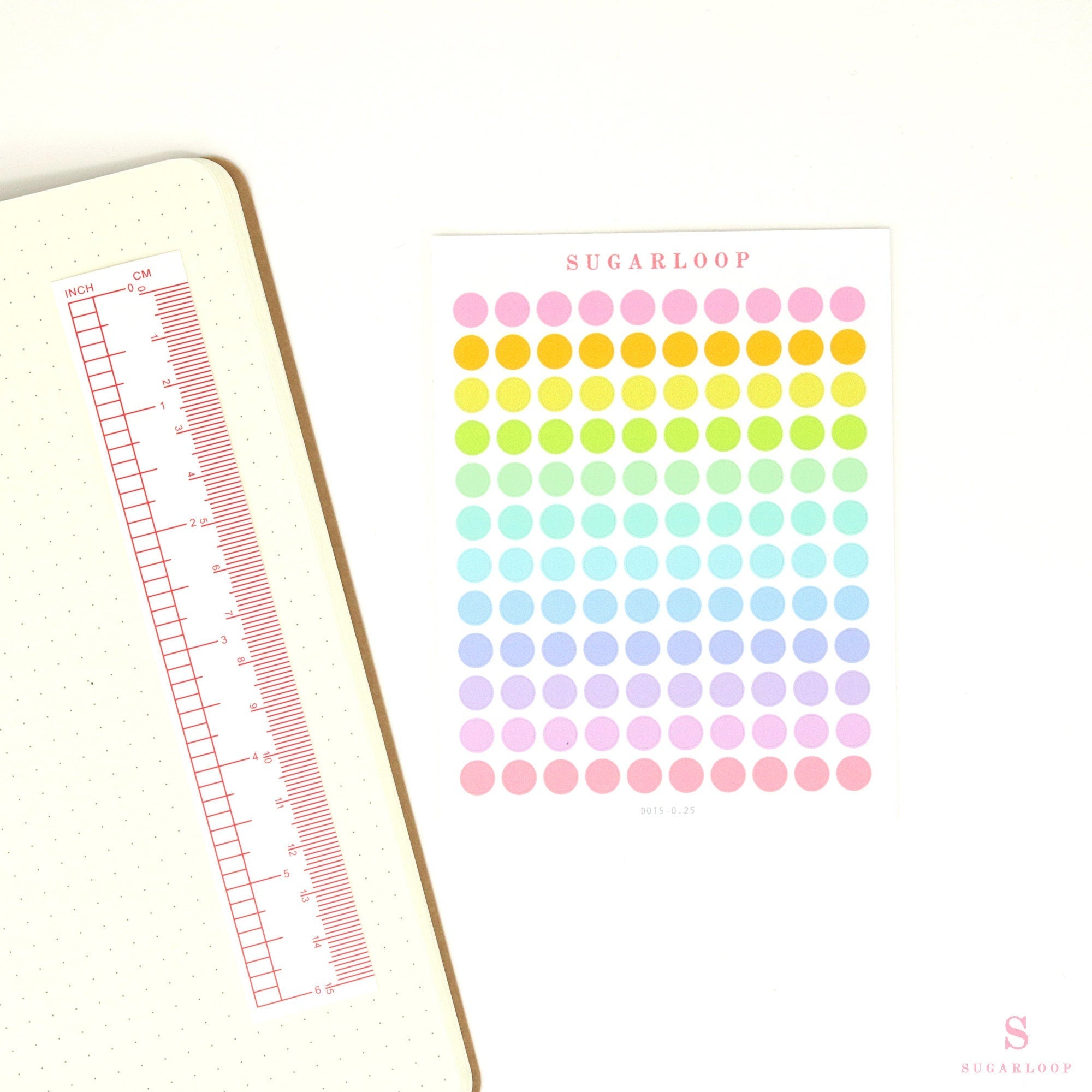 Dot Round Circle Bujo Planner Stickers: 0.25in-6mm, 0.375in-9mm, 0.5in-12mm, 1in-25mm