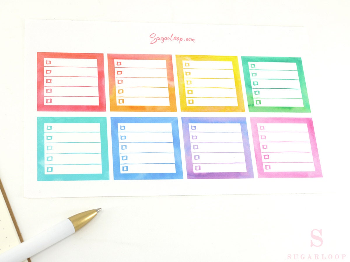 Square Checklist Bujo Planner Stickers: 1.5in (38 mm)