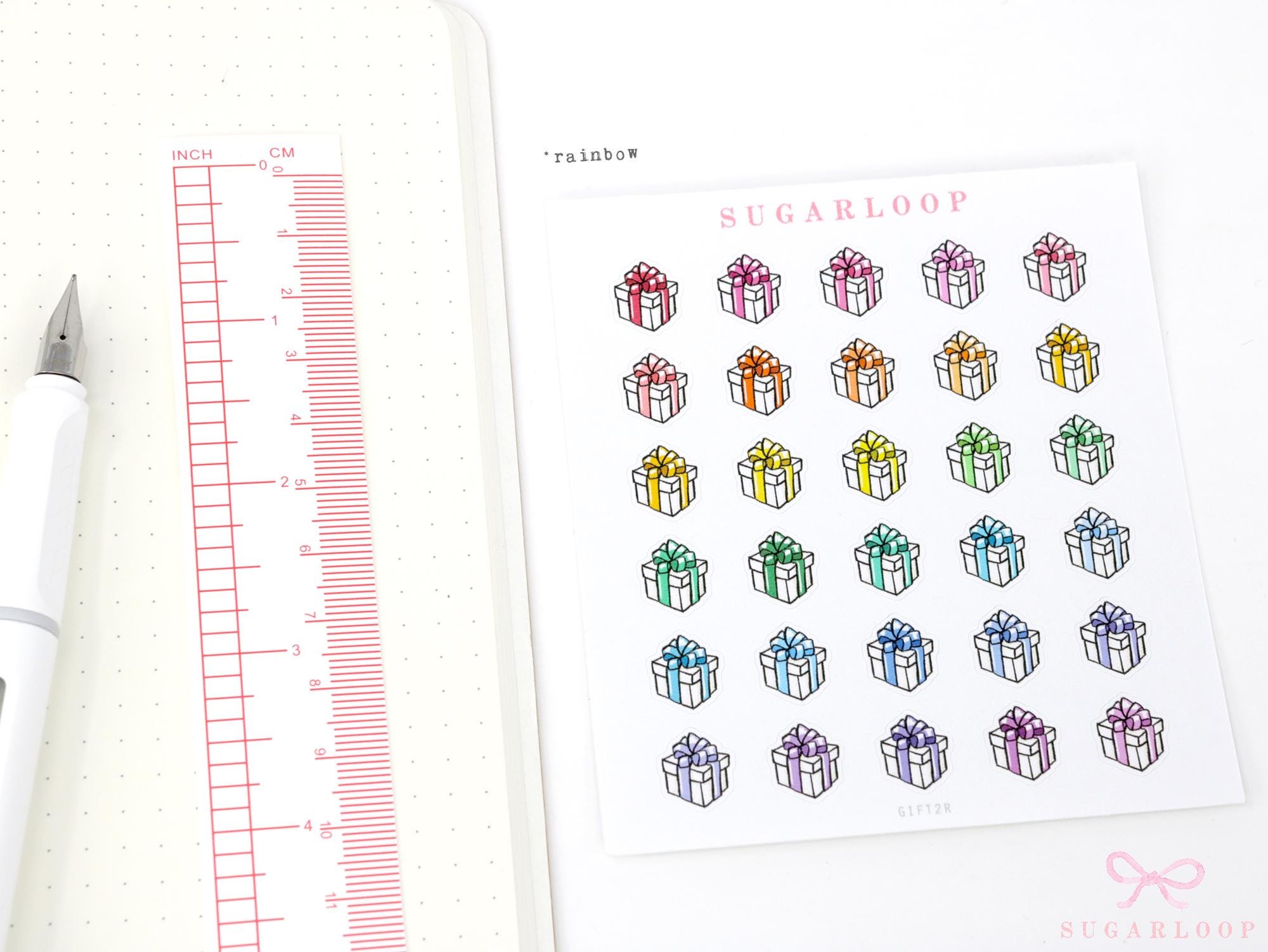 Gift Birthday Celebration Stickers for Planners & Bujo Journals