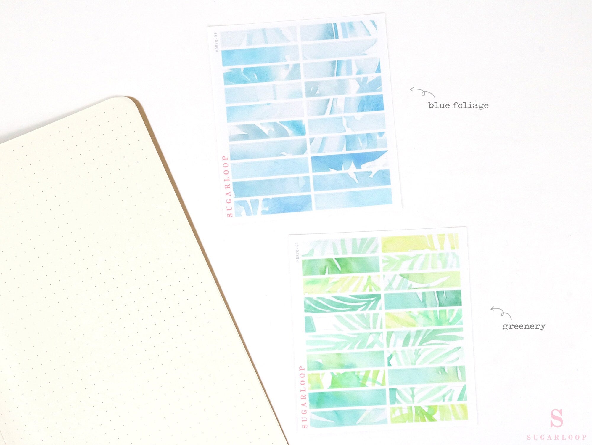 Watercolor Header Strip Bujo Journal Planner Stickers: 1.5 in (38 mm) x 0.25 in (6 mm)