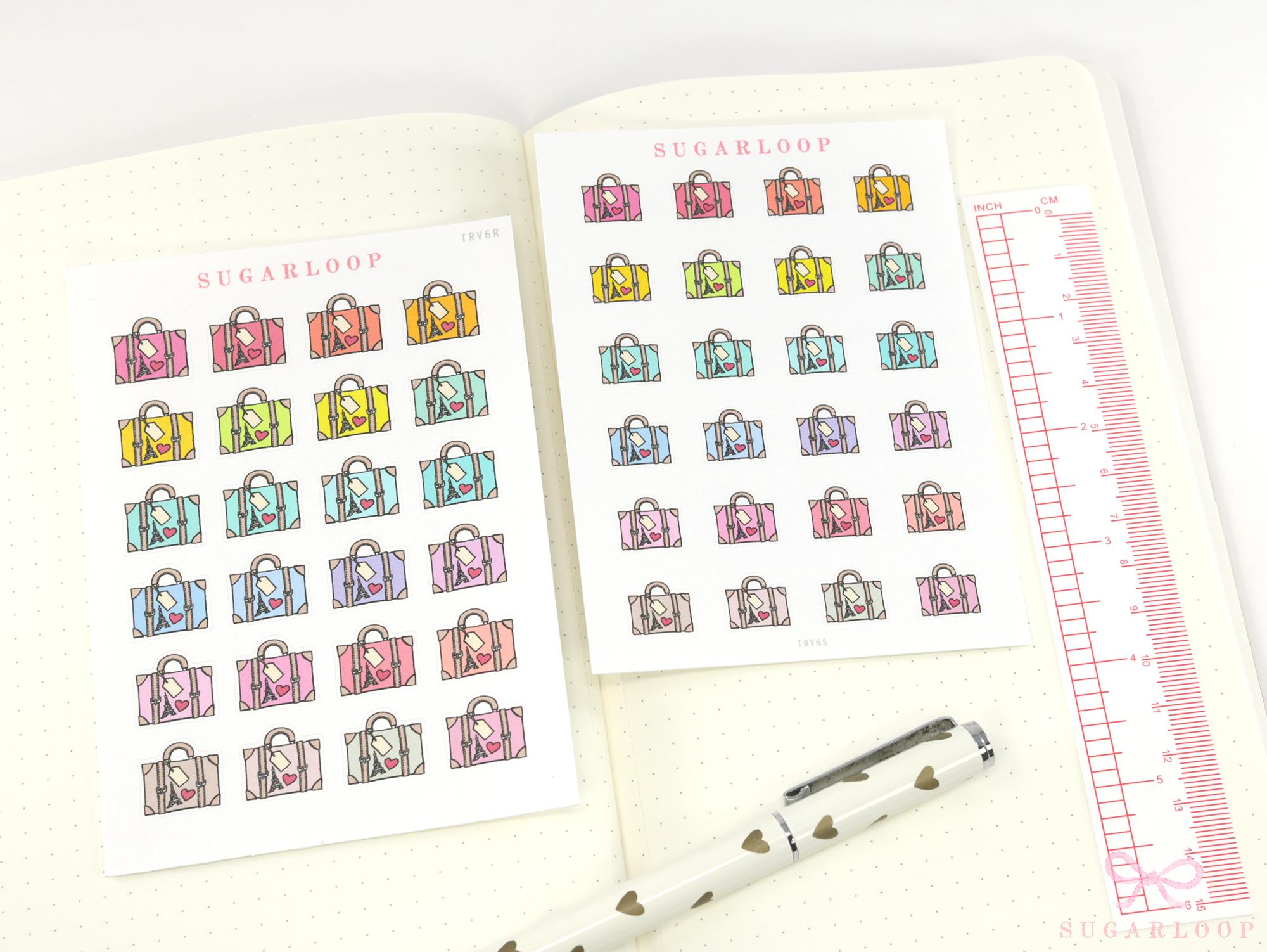 Cute Vintage Travel Icon Stickers for Planners & Journals – Holiday & Trip Bujo Journaling