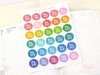 Payday Planner and Journal Stickers: Rainbow Brush Script Dots