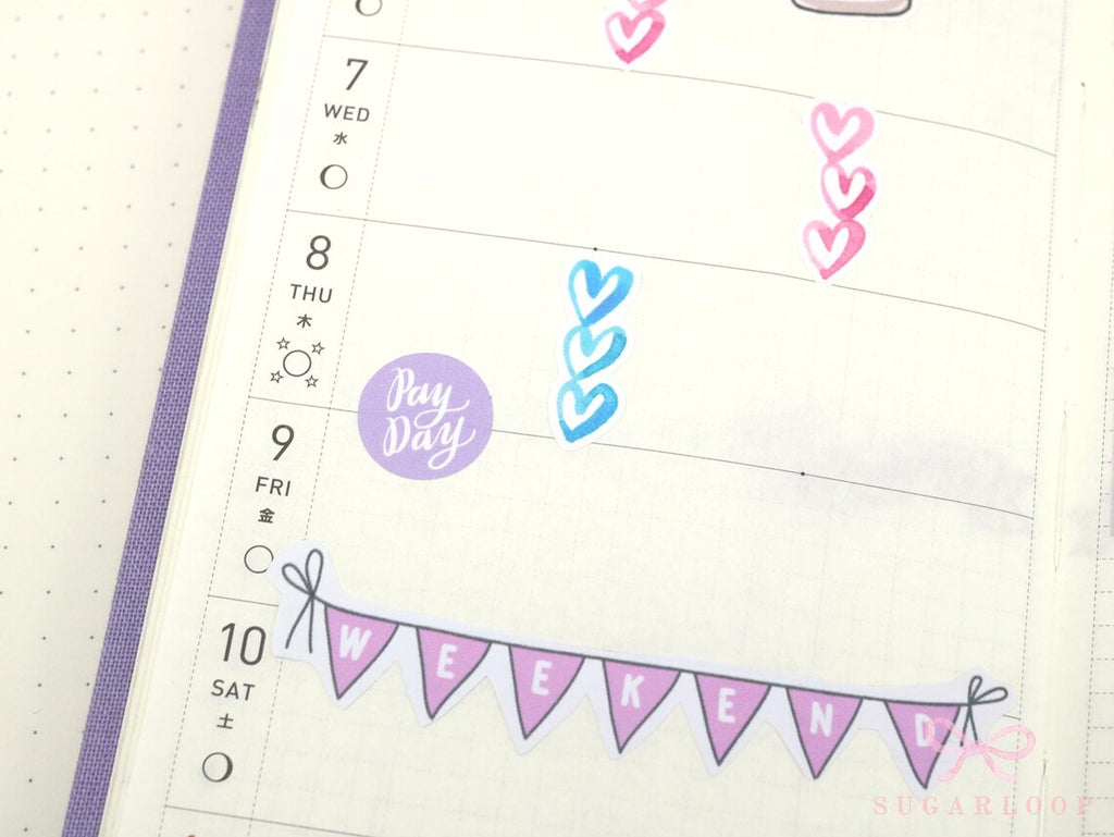 Payday Planner and Journal Stickers: Rainbow Brush Script Dots