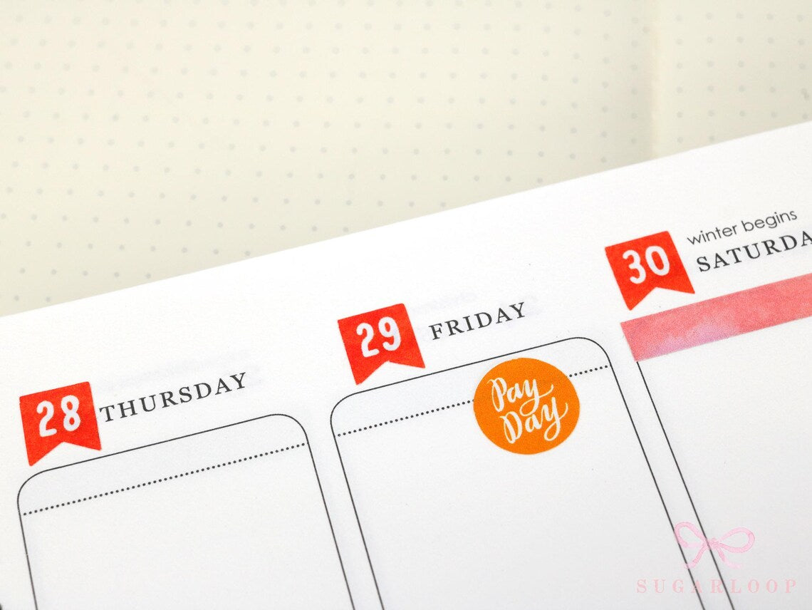 Payday Planner and Journal Stickers: Rainbow Brush Script Dots