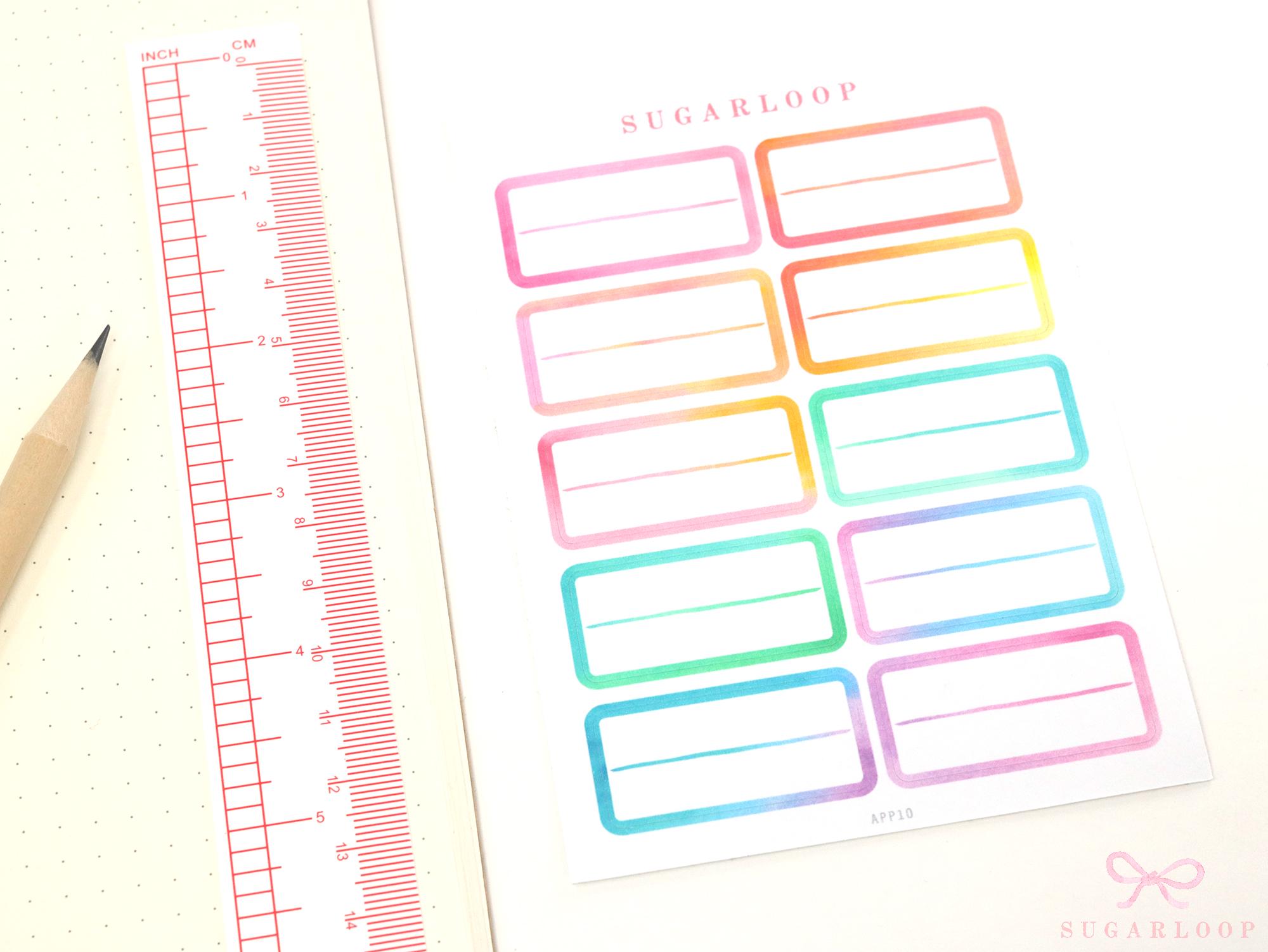 Lined Appointment Label Bujo Planner Stickers: Watercolor