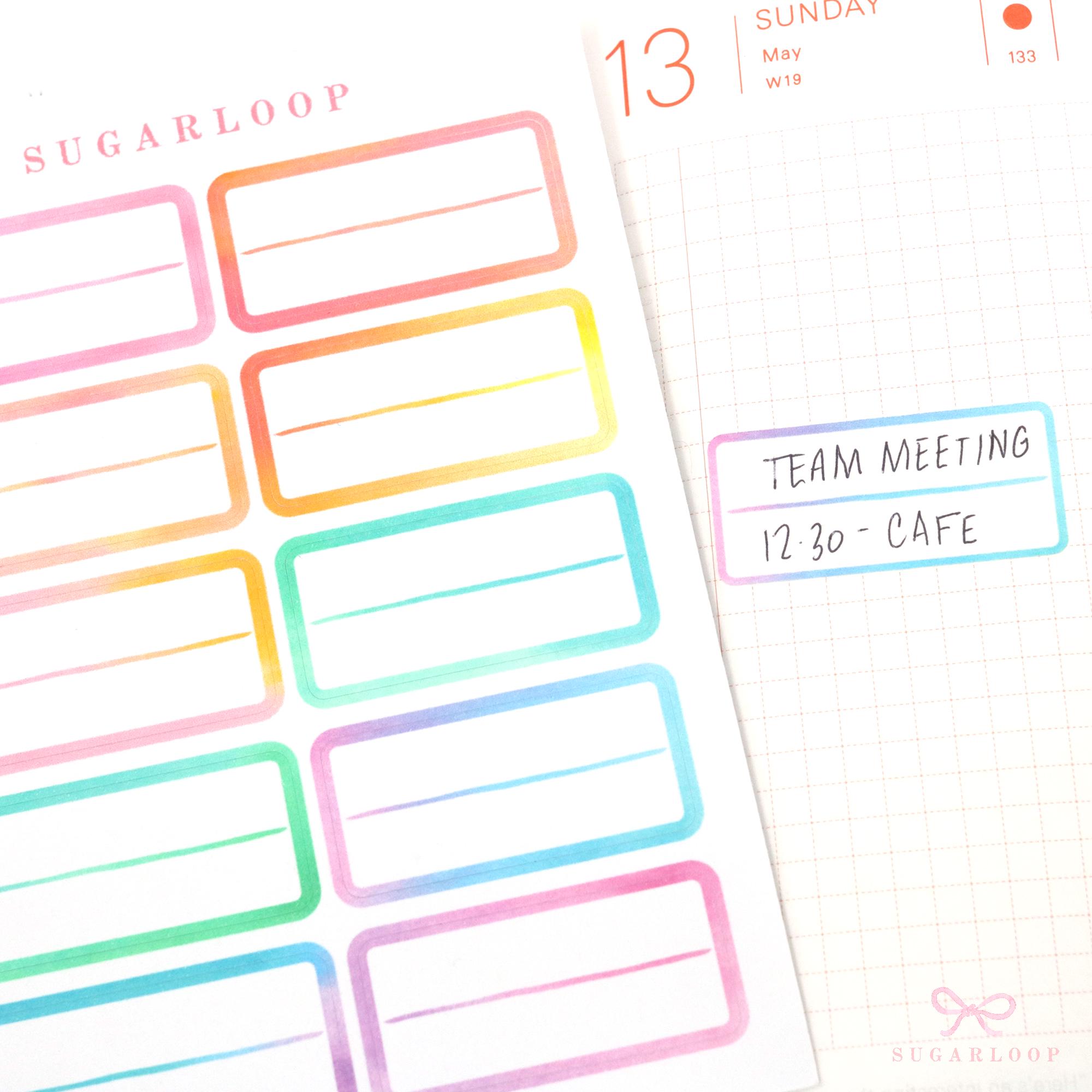 Lined Appointment Label Bujo Planner Stickers: Watercolor