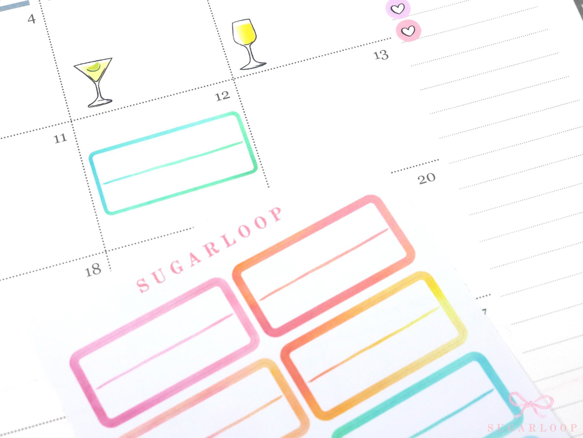 Lined Appointment Label Bujo Planner Stickers: Watercolor