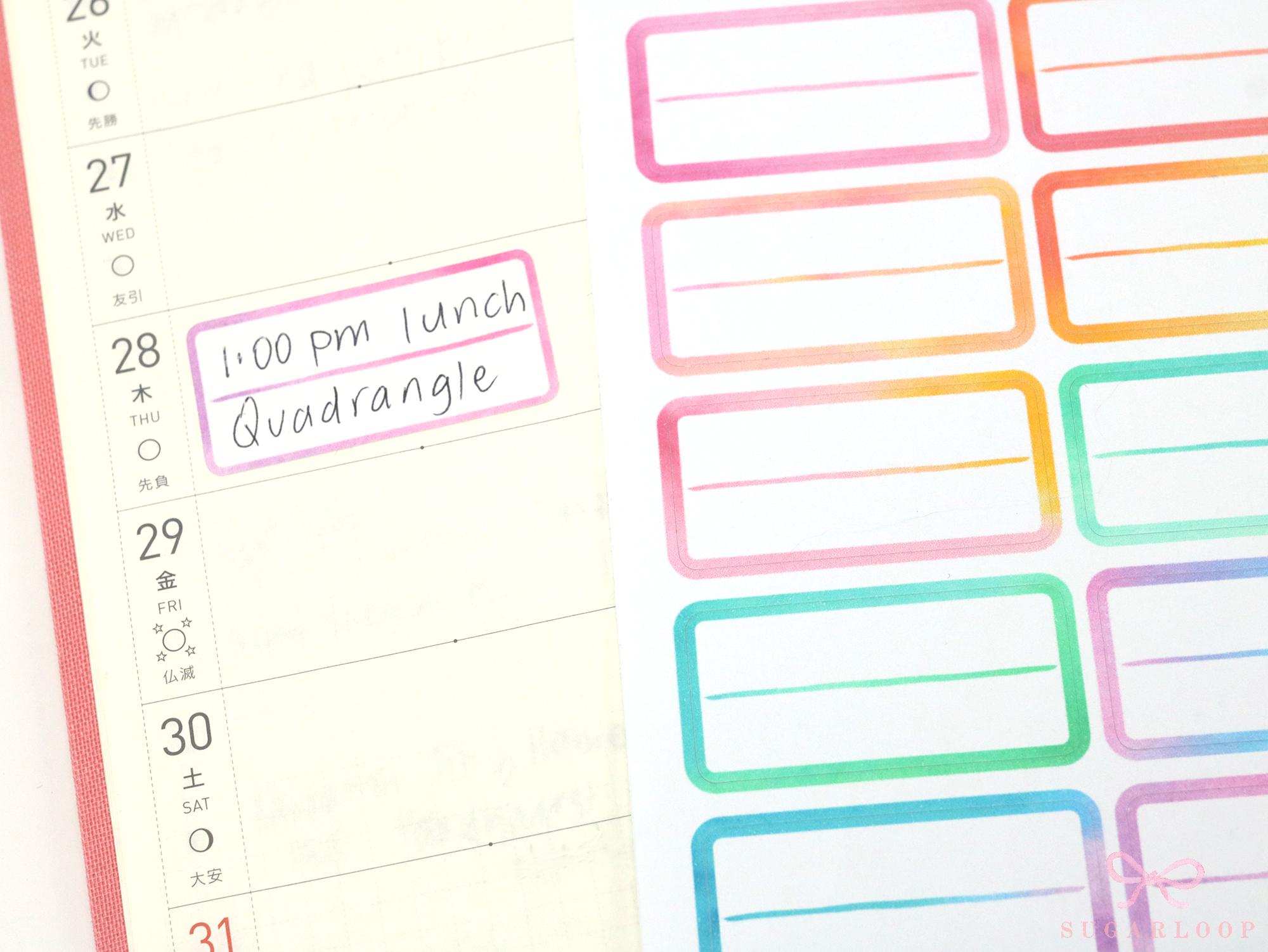 Lined Appointment Label Bujo Planner Stickers: Watercolor