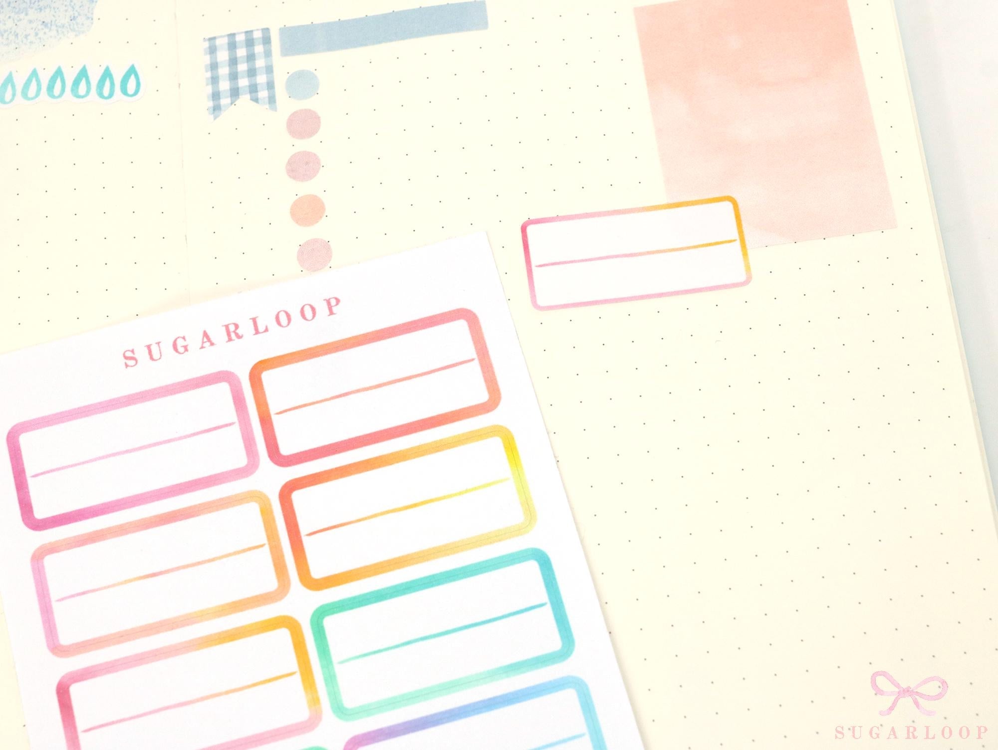 Lined Appointment Label Bujo Planner Stickers: Watercolor