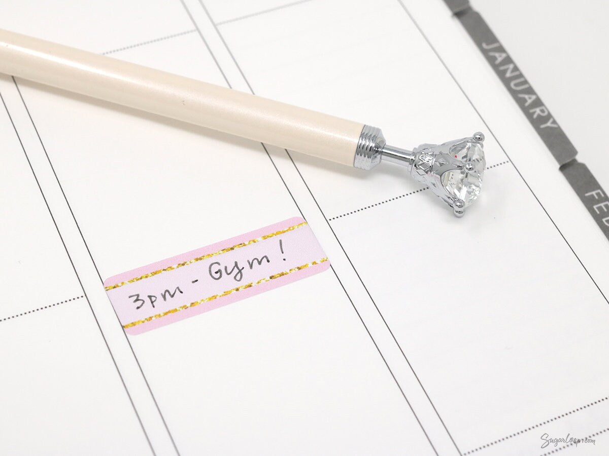 Pastel Sparkly Glitter Quarter Box Label Bujo Planner Stickers:0.5in (12 mm) Tall