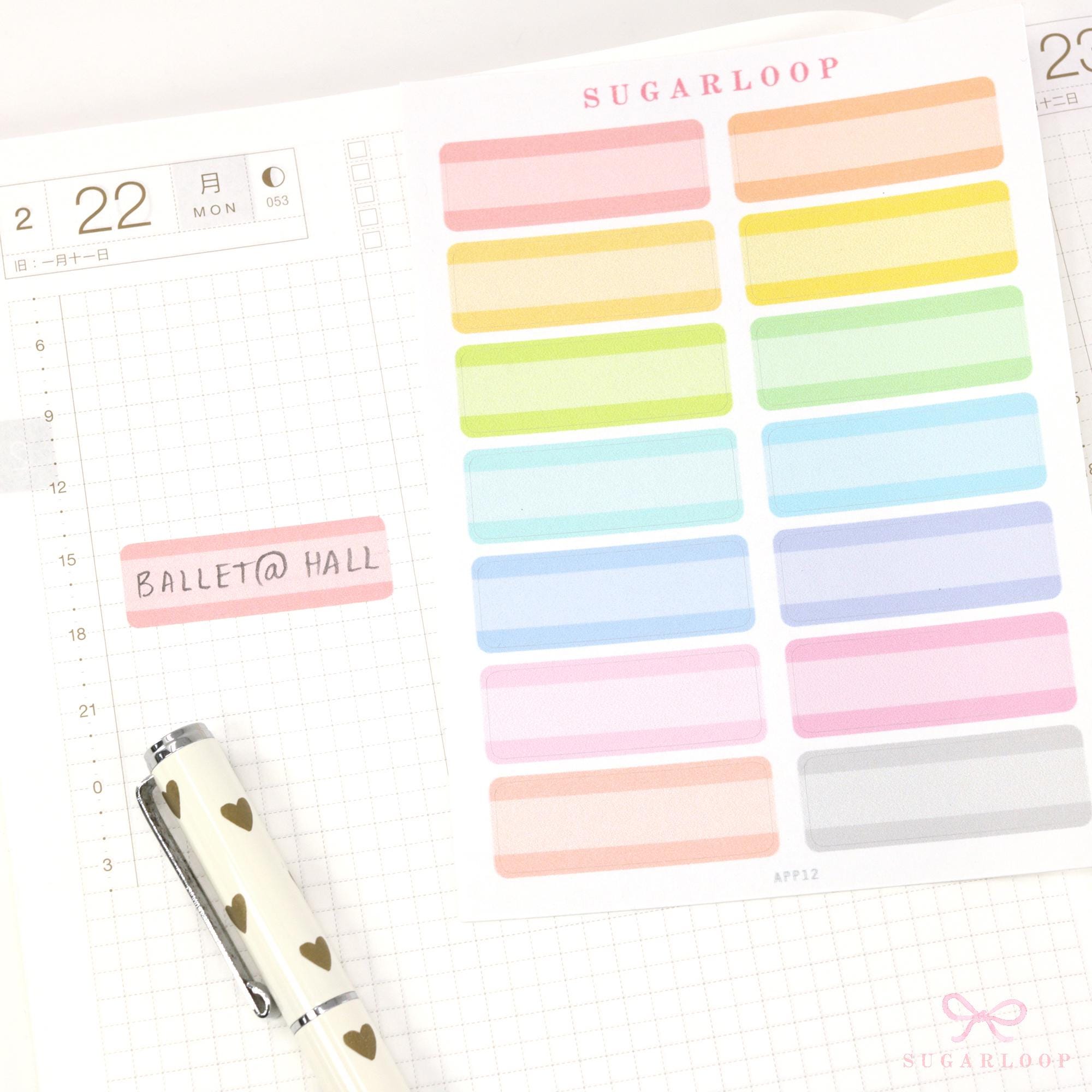 Pastel Quarter Box Label Bujo Planner Stickers: 0.5in (12 mm) Tall