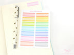 Pastel Quarter Box Label Bujo Planner Stickers: 0.5in (12 mm) Tall