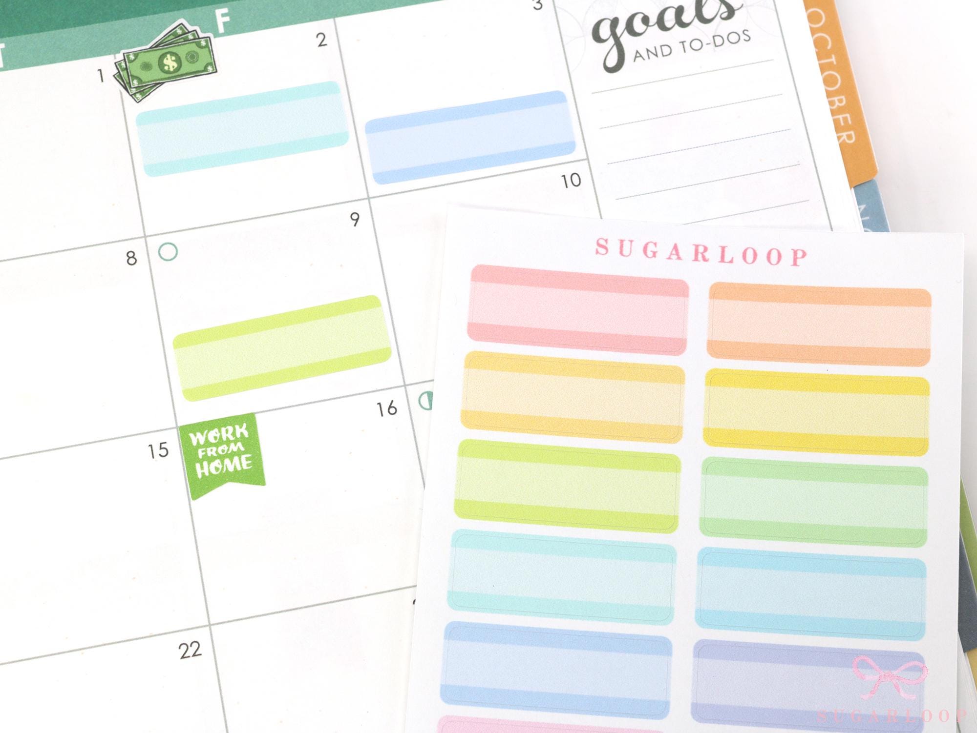 Pastel Quarter Box Label Bujo Planner Stickers: 0.5in (12 mm) Tall
