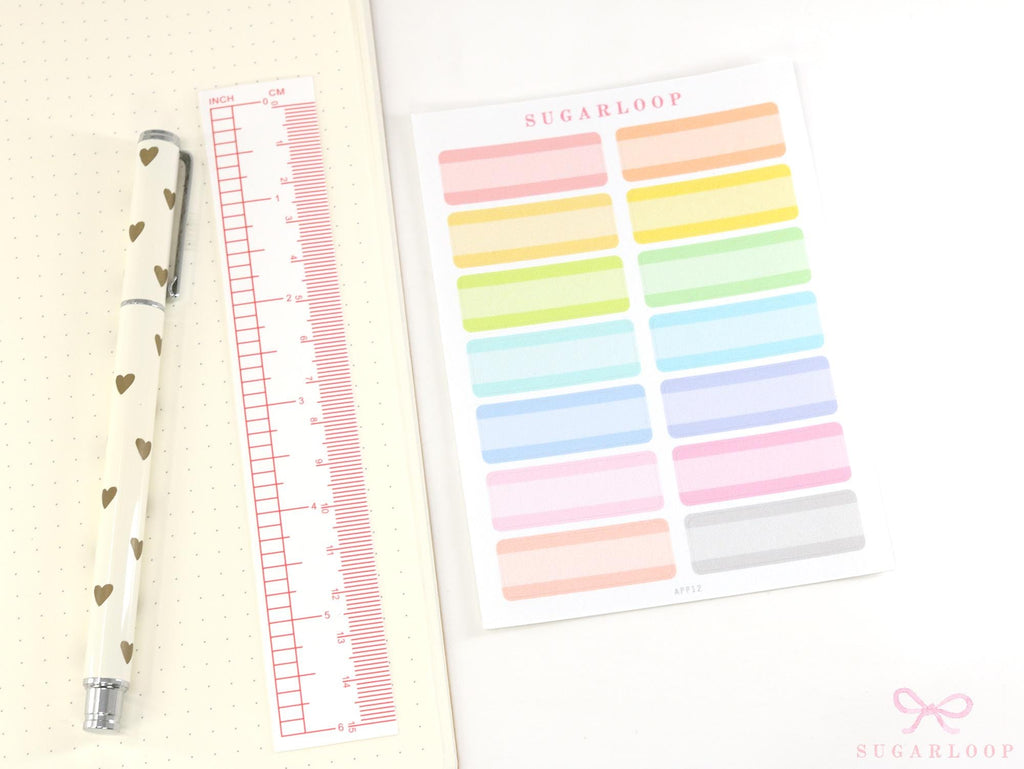 Pastel Quarter Box Label Bujo Planner Stickers: 0.5in (12 mm) Tall