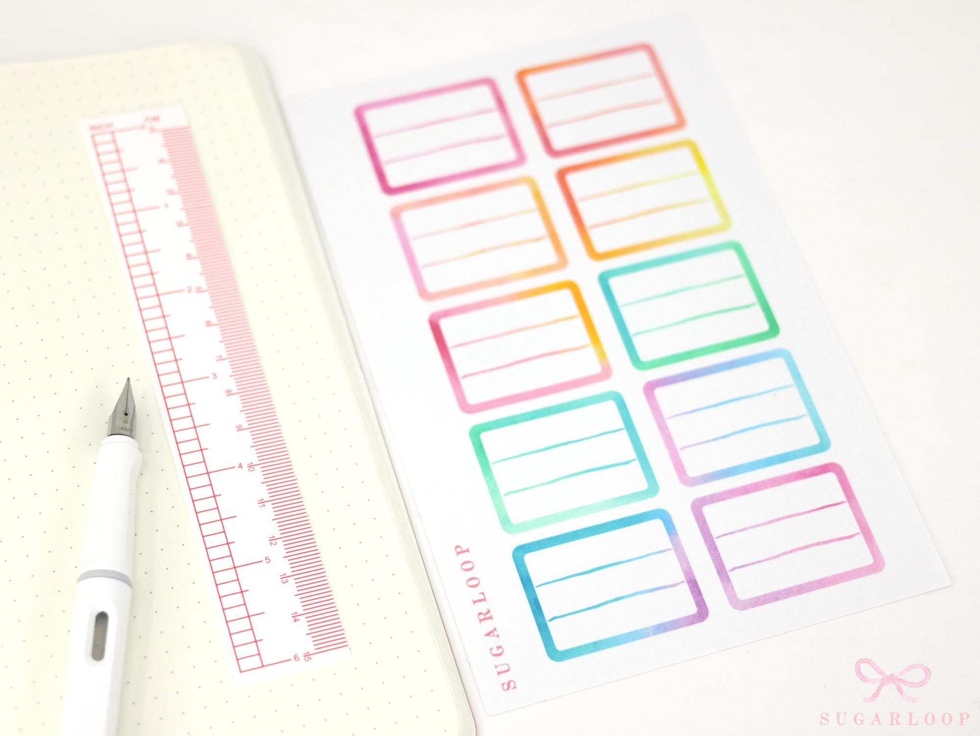 Lined Appointment Label Bujo Planner Stickers: Watercolor