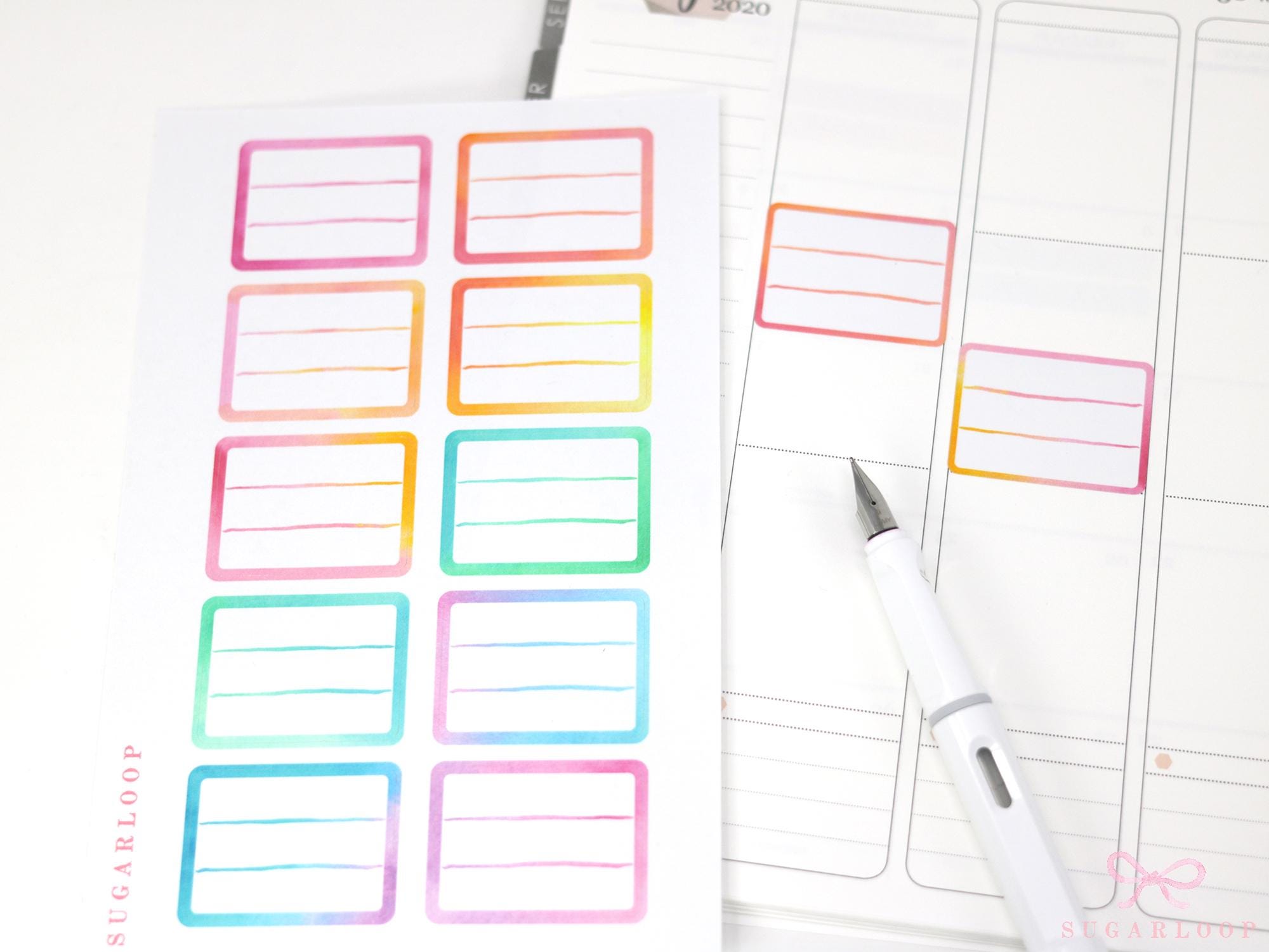 Lined Appointment Label Bujo Planner Stickers: Watercolor