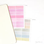 Watercolor Wash Quarter Box Flag Label Bujo Planner Stickers: 0.5in (12 mm) Tall