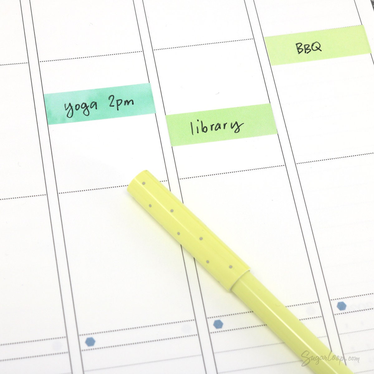 Watercolor Wash Quarter Box Flag Label Bujo Planner Stickers: 0.5in (12 mm) Tall