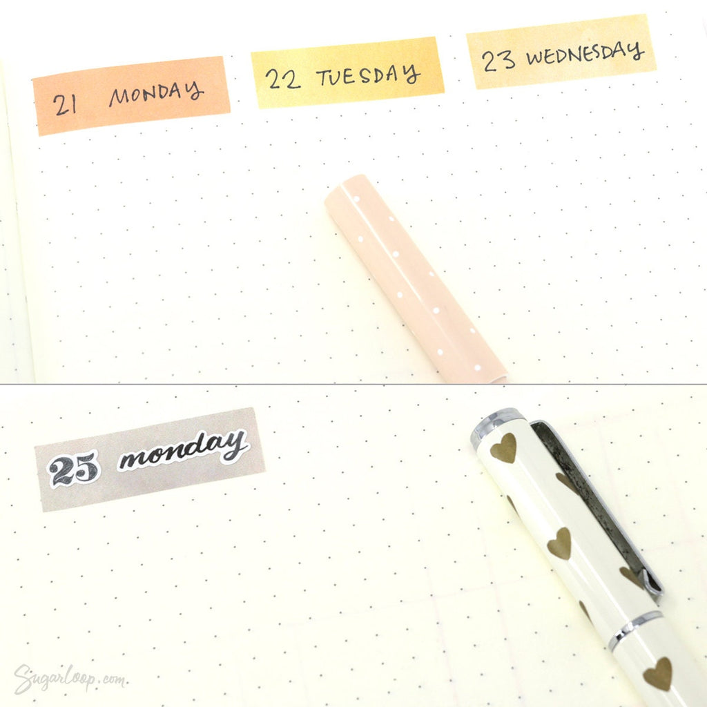Watercolor Wash Quarter Box Flag Label Bujo Planner Stickers: 0.5in (12 mm) Tall