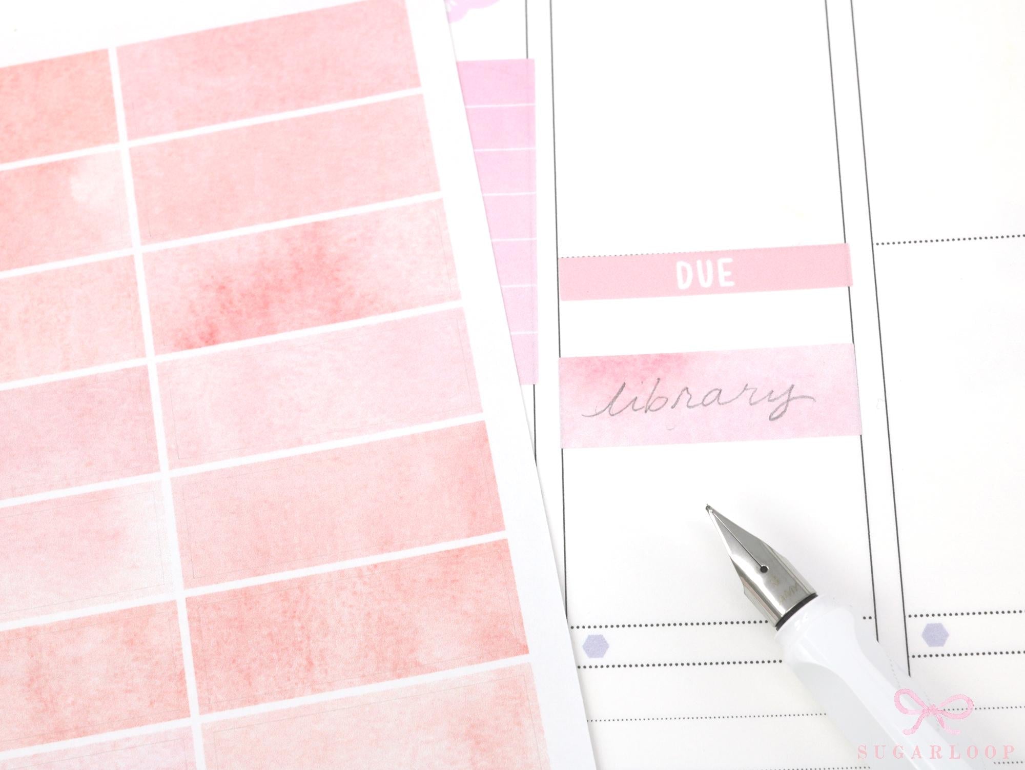 Watercolor Wash Appointment Quarter Box Labels Planner Stickers - 1.5 in (38 mm) in x 0.5 in (12 mm)