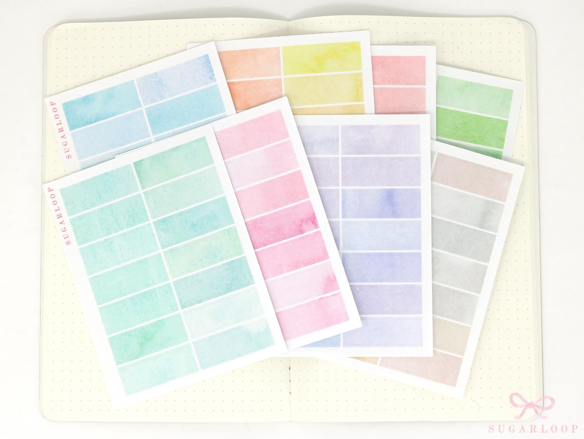 Watercolor Wash Appointment Quarter Box Labels Planner Stickers - 1.5 in (38 mm) in x 0.5 in (12 mm)