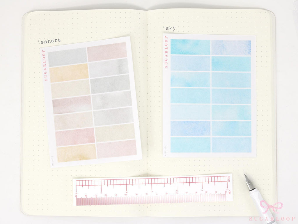 Watercolor Wash Appointment Quarter Box Labels Planner Stickers - 1.5 in (38 mm) in x 0.5 in (12 mm)