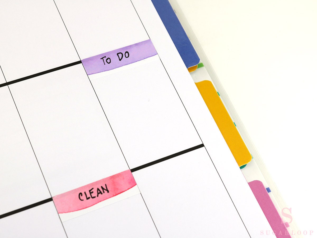 Watercolor Appointment Stickers Quarter Box Label Bujo Planner Stickers:0.5in (12 mm) Tall