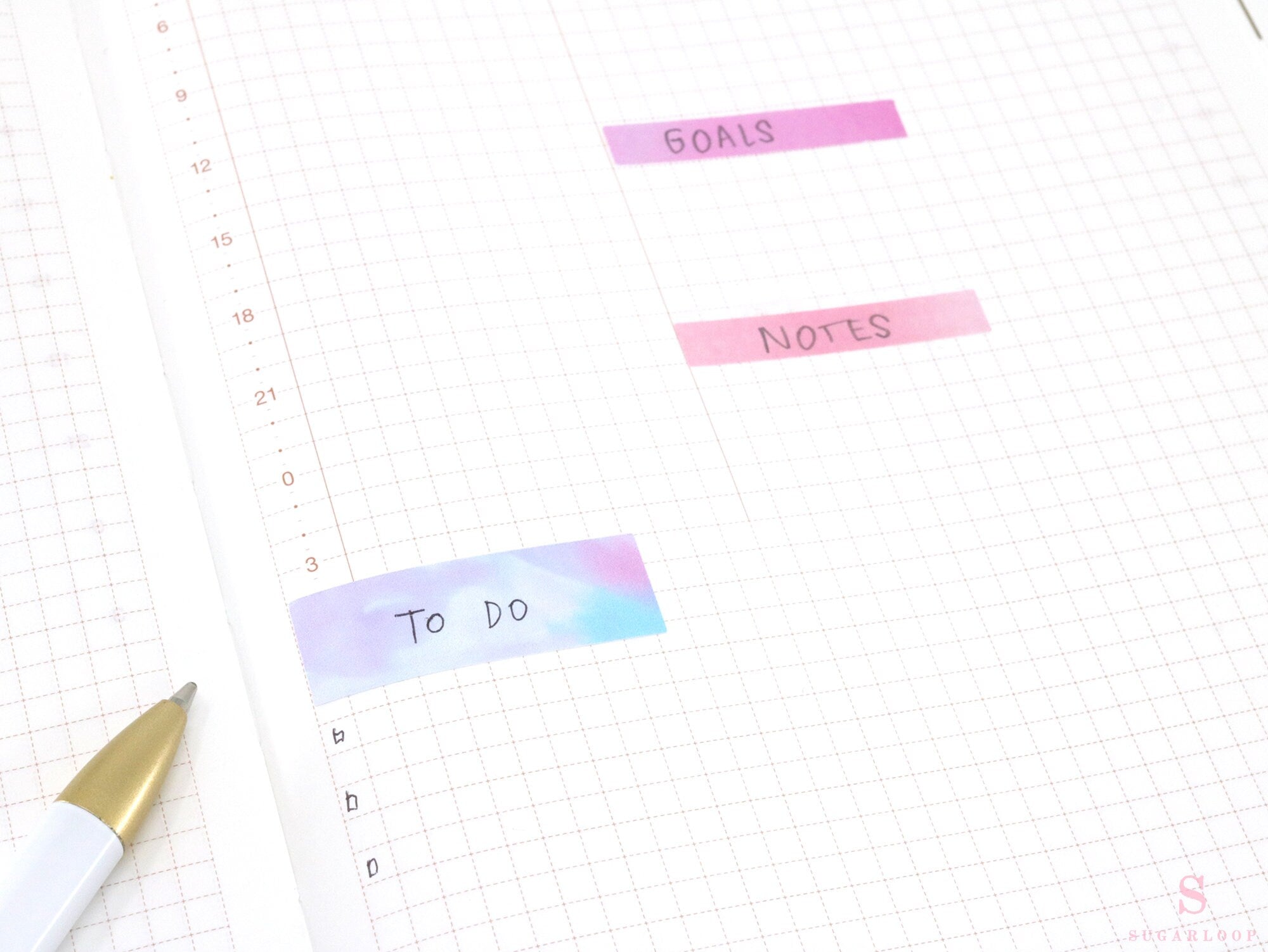 Quarter Box Bujo Planner Stickers: 1.5 in (38 mm) x 0.5 in (12 mm)