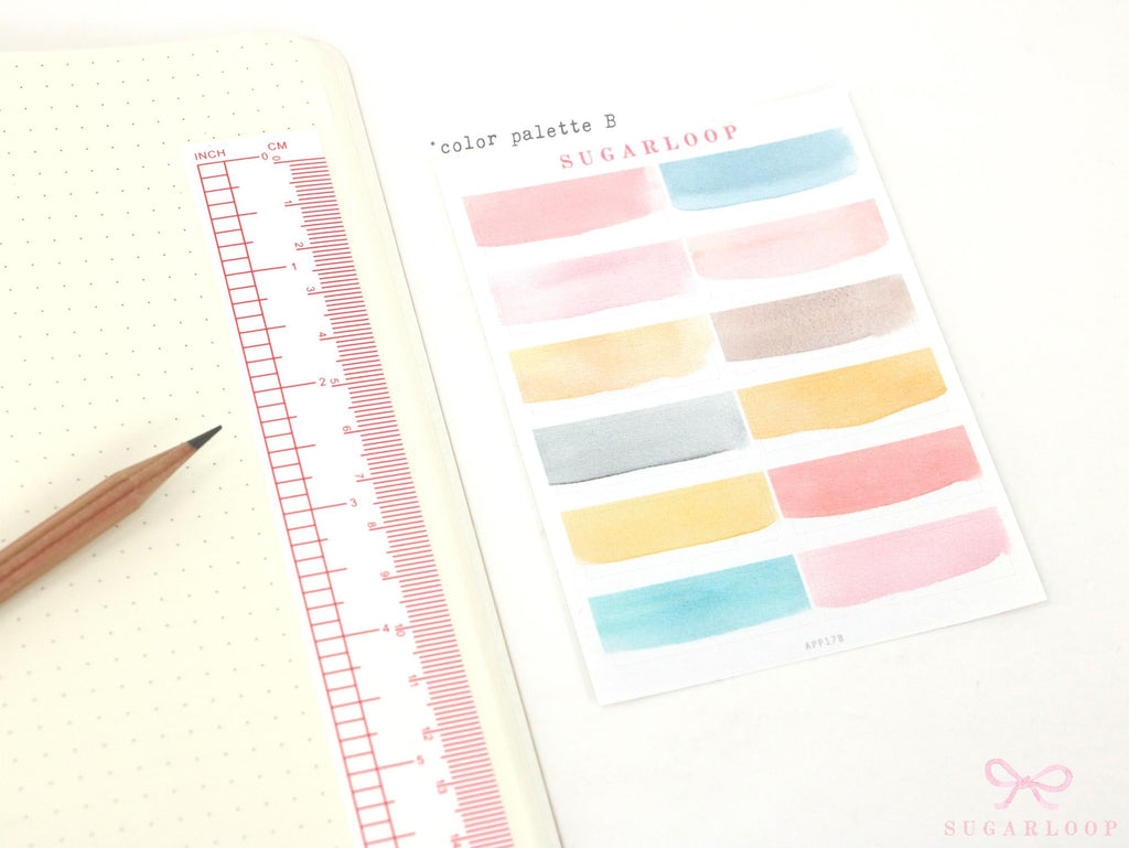 Watercolor Wash Quarter Box Label Planner & Journal Stickers: 0.5in (12 mm) Tall