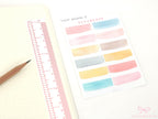 Watercolor Wash Quarter Box Label Planner & Journal Stickers: 0.5in (12 mm) Tall