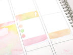 Watercolor Wash Quarter Box Label Planner & Journal Stickers: 0.5in (12 mm) Tall