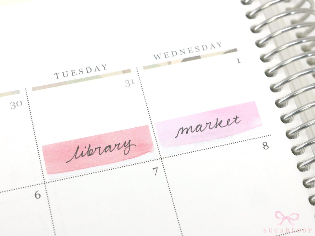 Watercolor Wash Quarter Box Label Planner & Journal Stickers: 0.5in (12 mm) Tall
