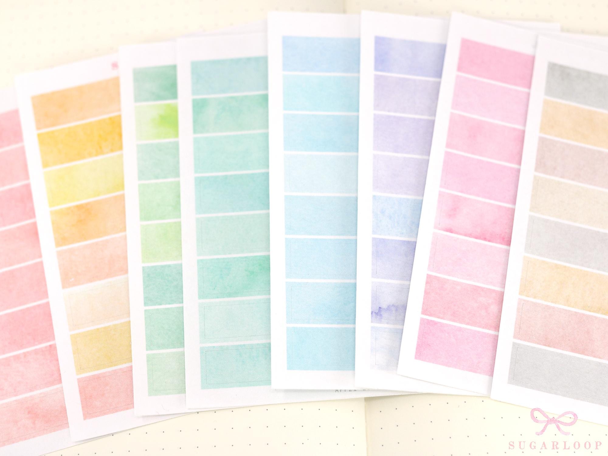 Watercolor Wash 40mm x 10mm Flag Label Hobonichi & Bujo Planner Stickers