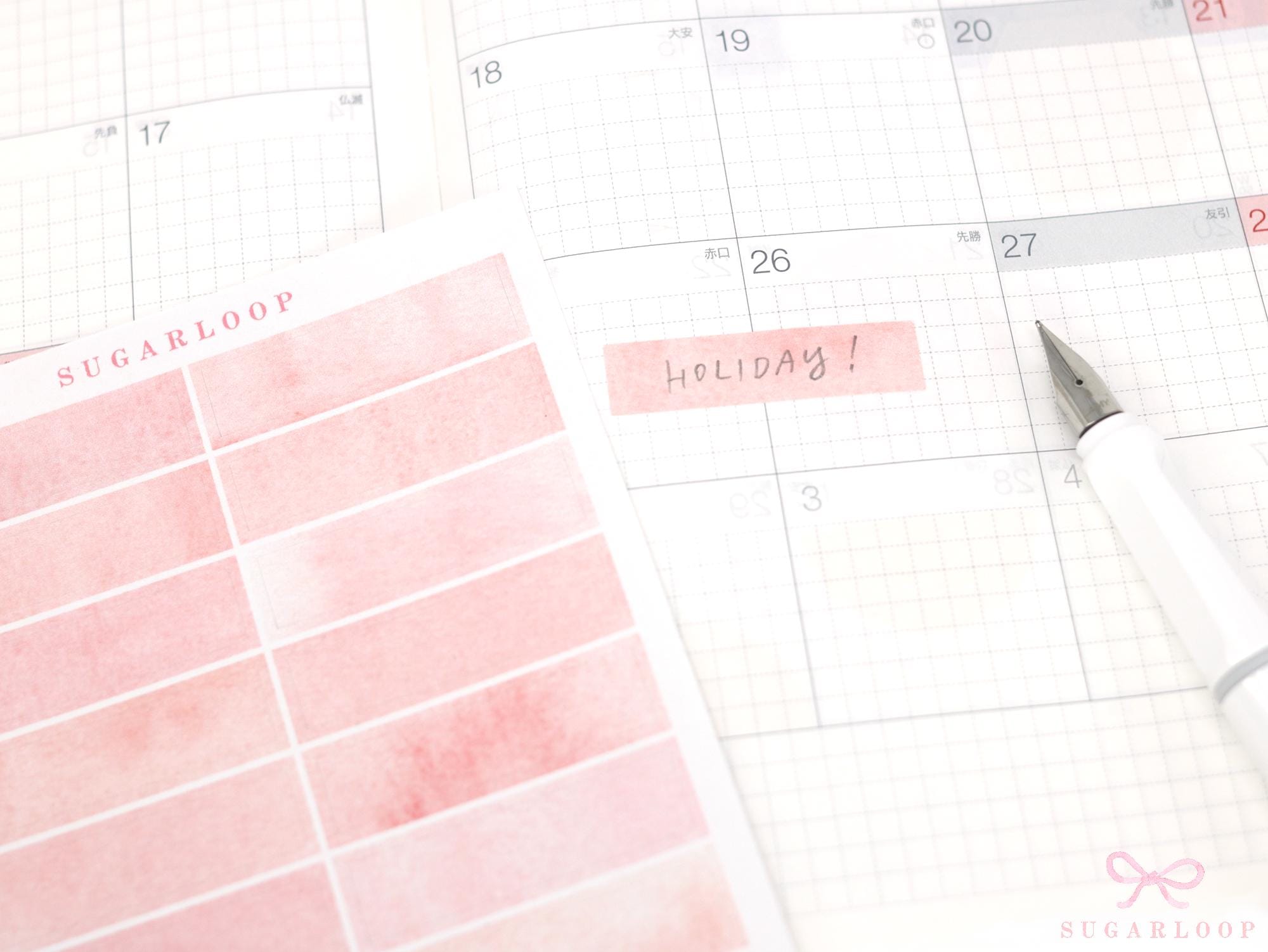 Watercolor Wash 40mm x 10mm Flag Label Hobonichi & Bujo Planner Stickers