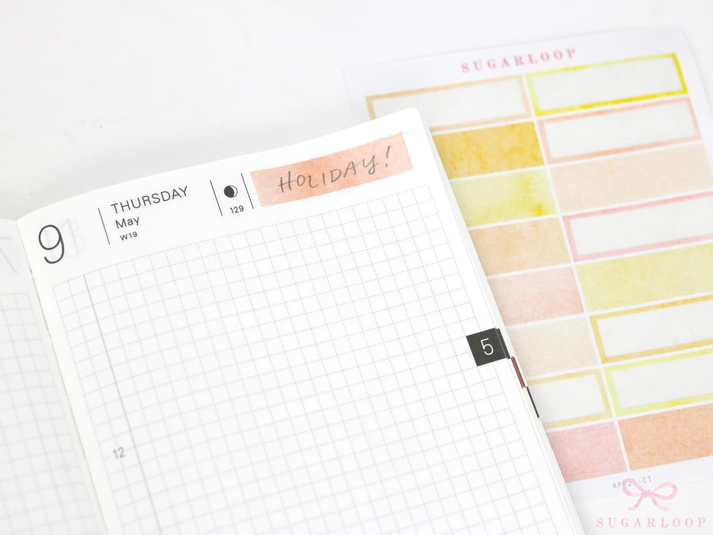 Quarter Box Planner Stickers for Dot Grid Journals: 40mm wide x 10 mm high