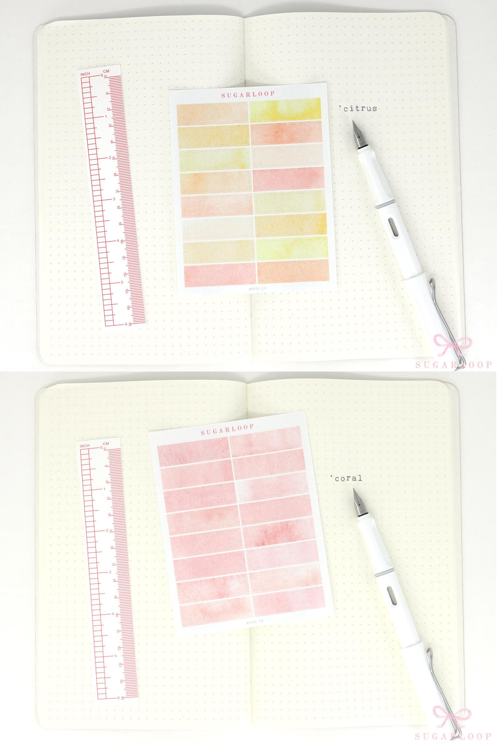 Quarter Box Planner Stickers for Dot Grid Journals: 40mm wide x 10 mm high