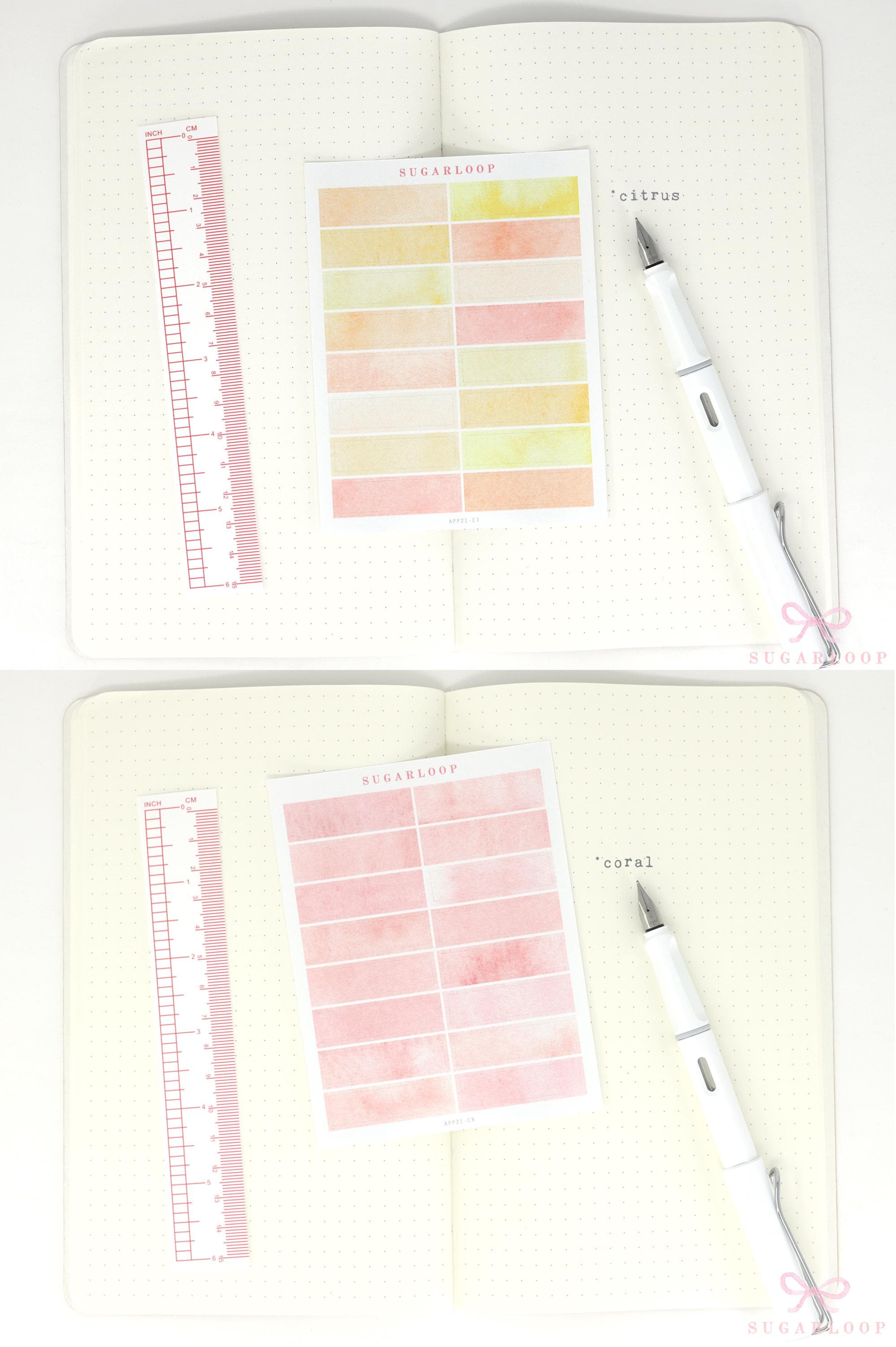 Watercolor Wash 40mm x 10mm Flag Label Hobonichi & Bujo Planner Stickers
