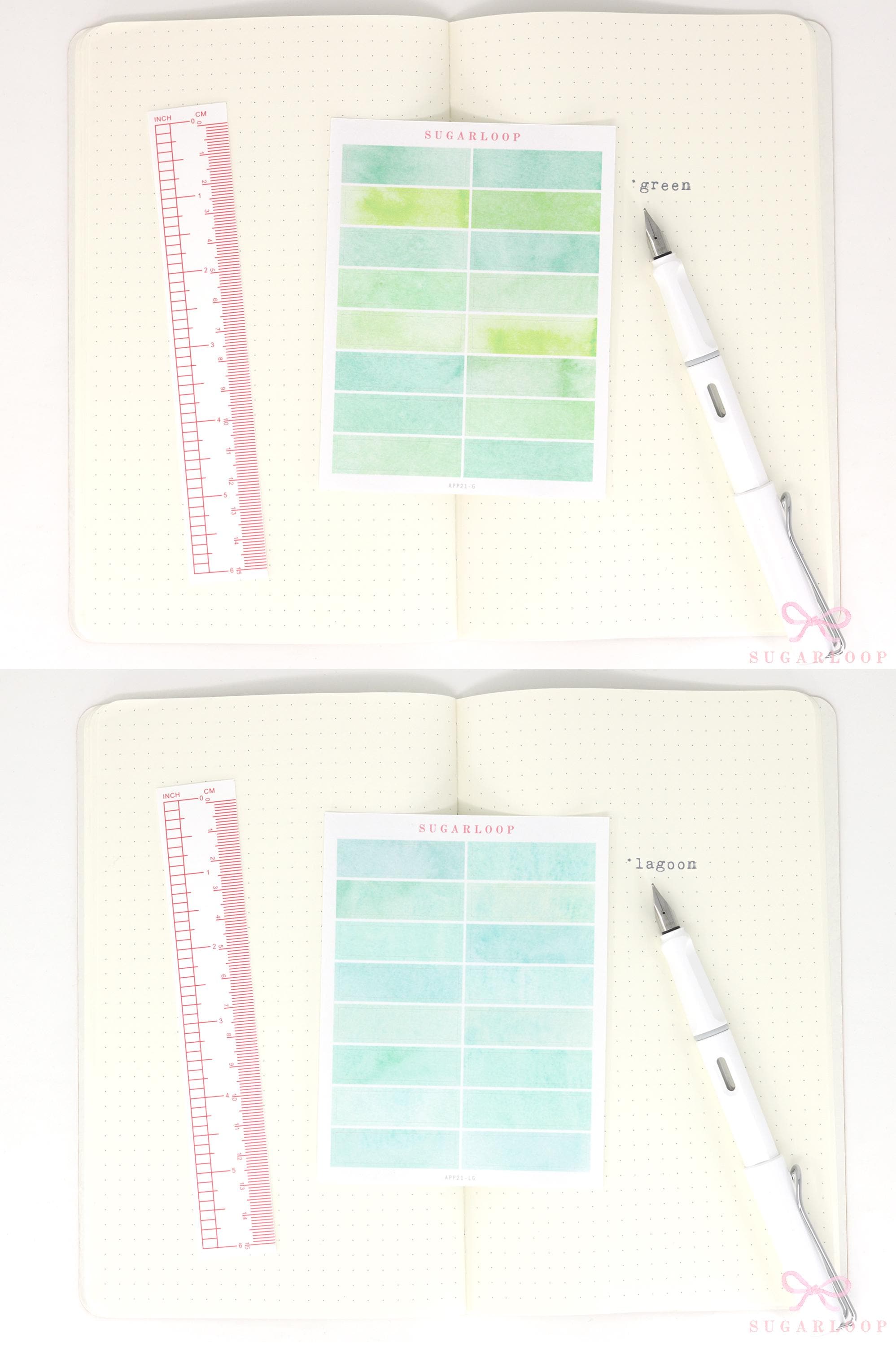 Watercolor Wash 40mm x 10mm Flag Label Hobonichi & Bujo Planner Stickers