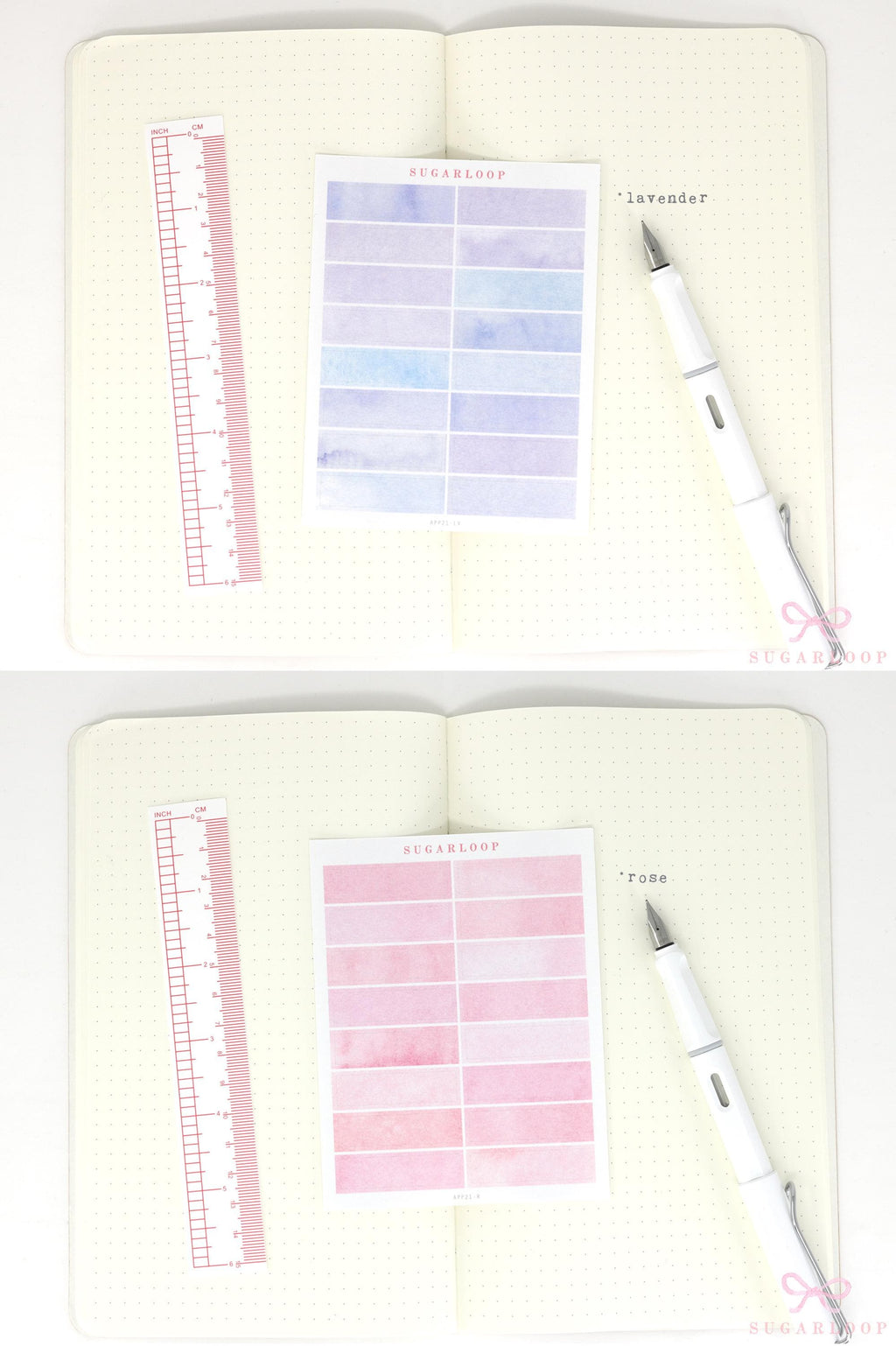 Quarter Box Planner Stickers for Dot Grid Journals: 40mm wide x 10 mm high