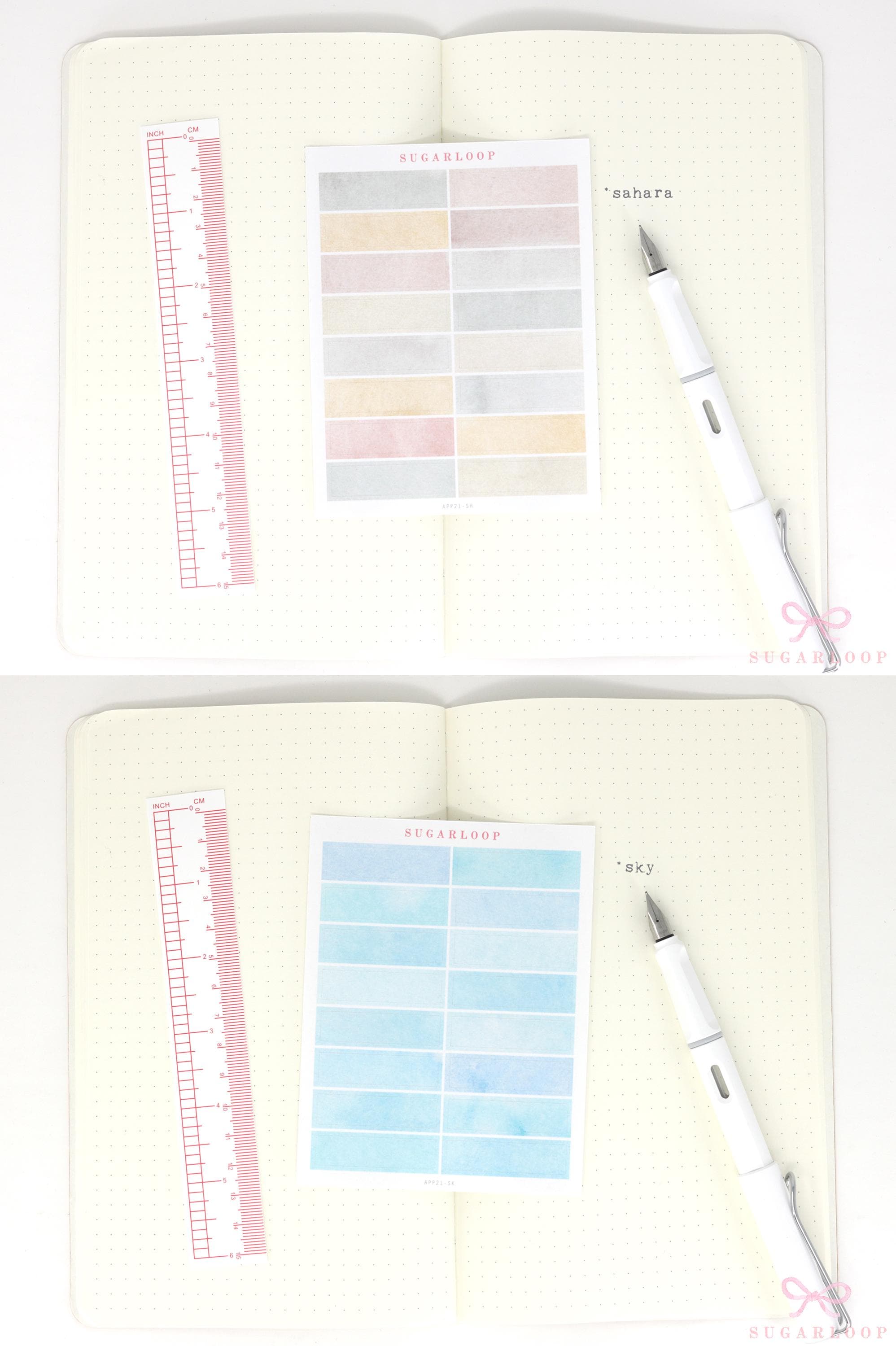 Watercolor Wash 40mm x 10mm Flag Label Hobonichi & Bujo Planner Stickers