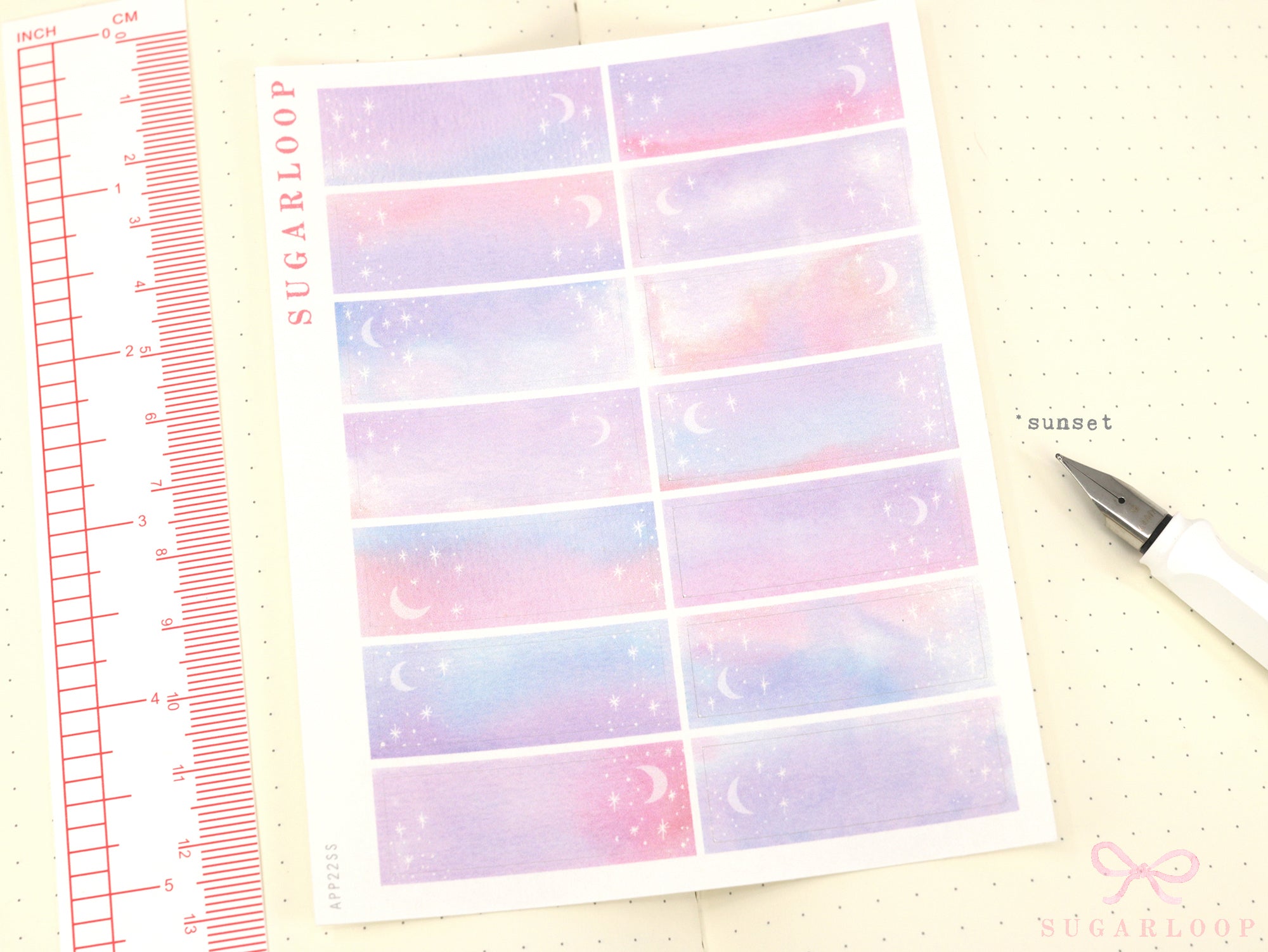 Moon & Stars Quarter Box Planner Stickers, 0.5 in