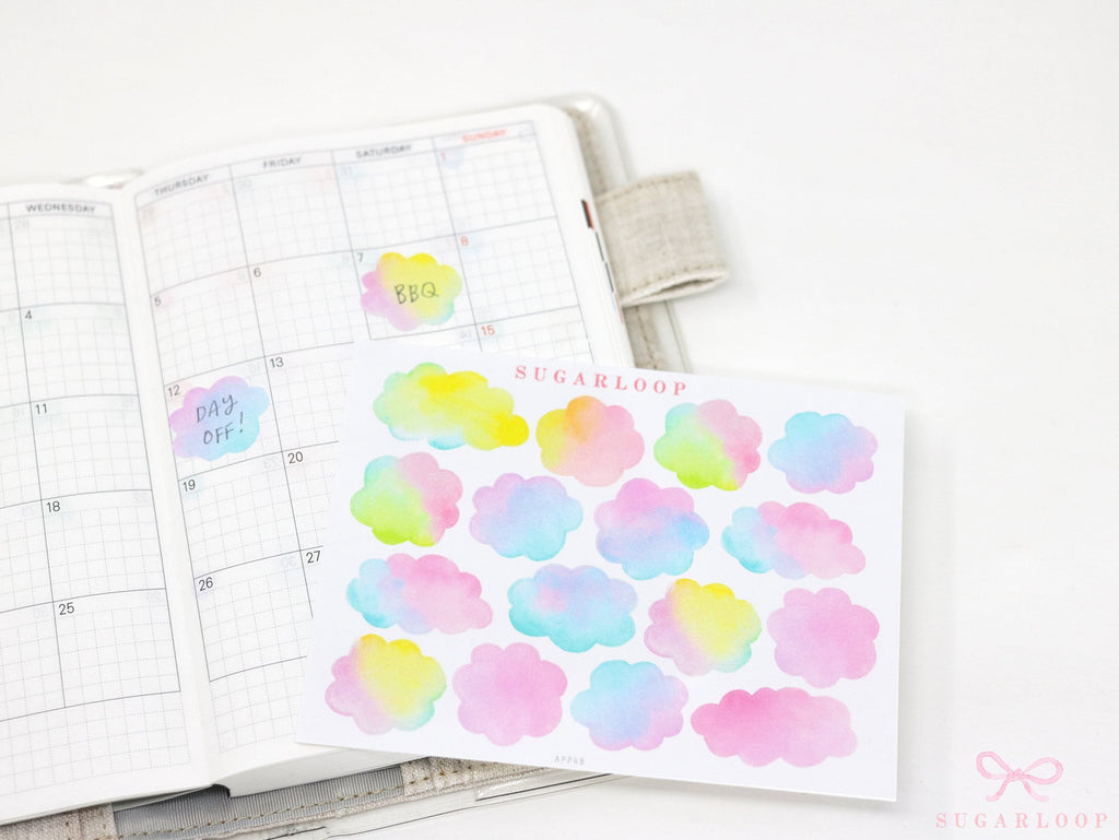Watercolor Appointment Cloud Bujo Planner Stickers