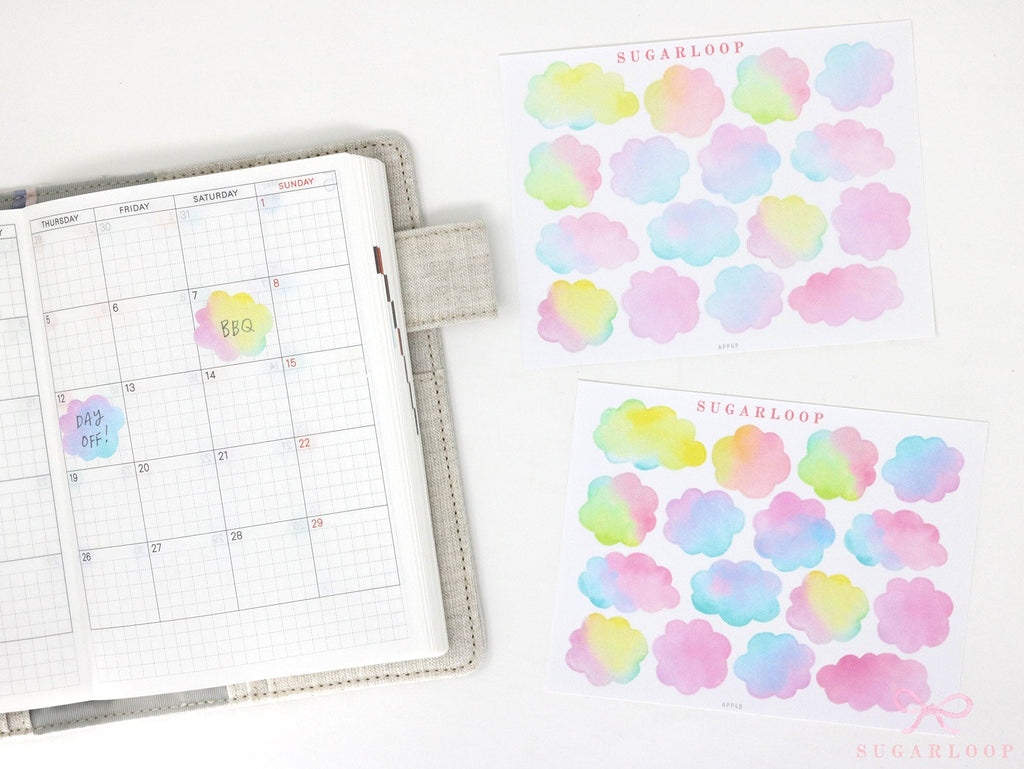 Watercolor Appointment Cloud Bujo Planner Stickers