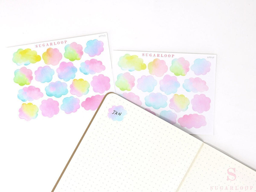Watercolor Appointment Cloud Bujo Planner Stickers
