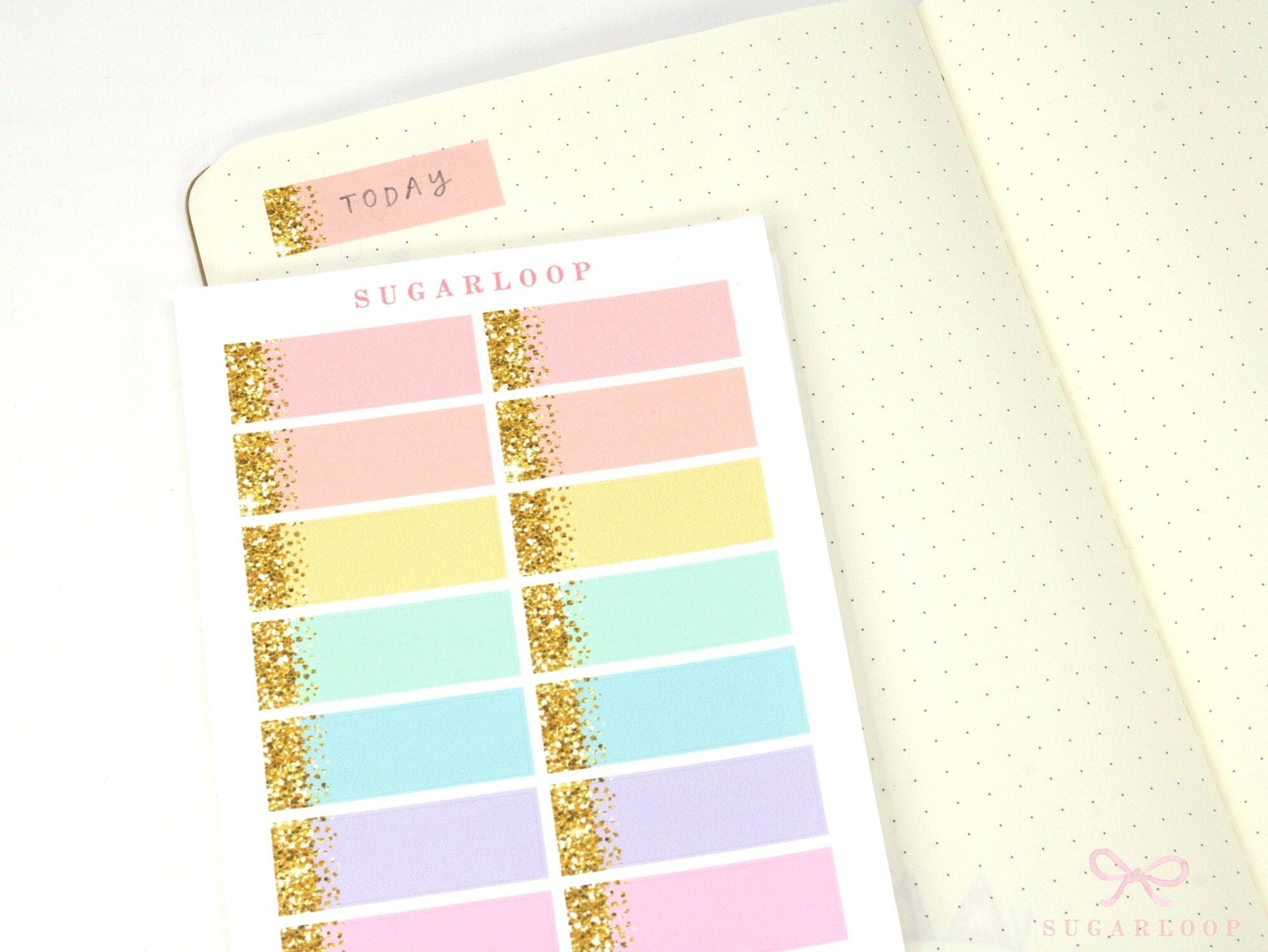 Pastel Header Quarter Box Label Bujo Journal Planner Stickers:0.5in (12 mm) Tall