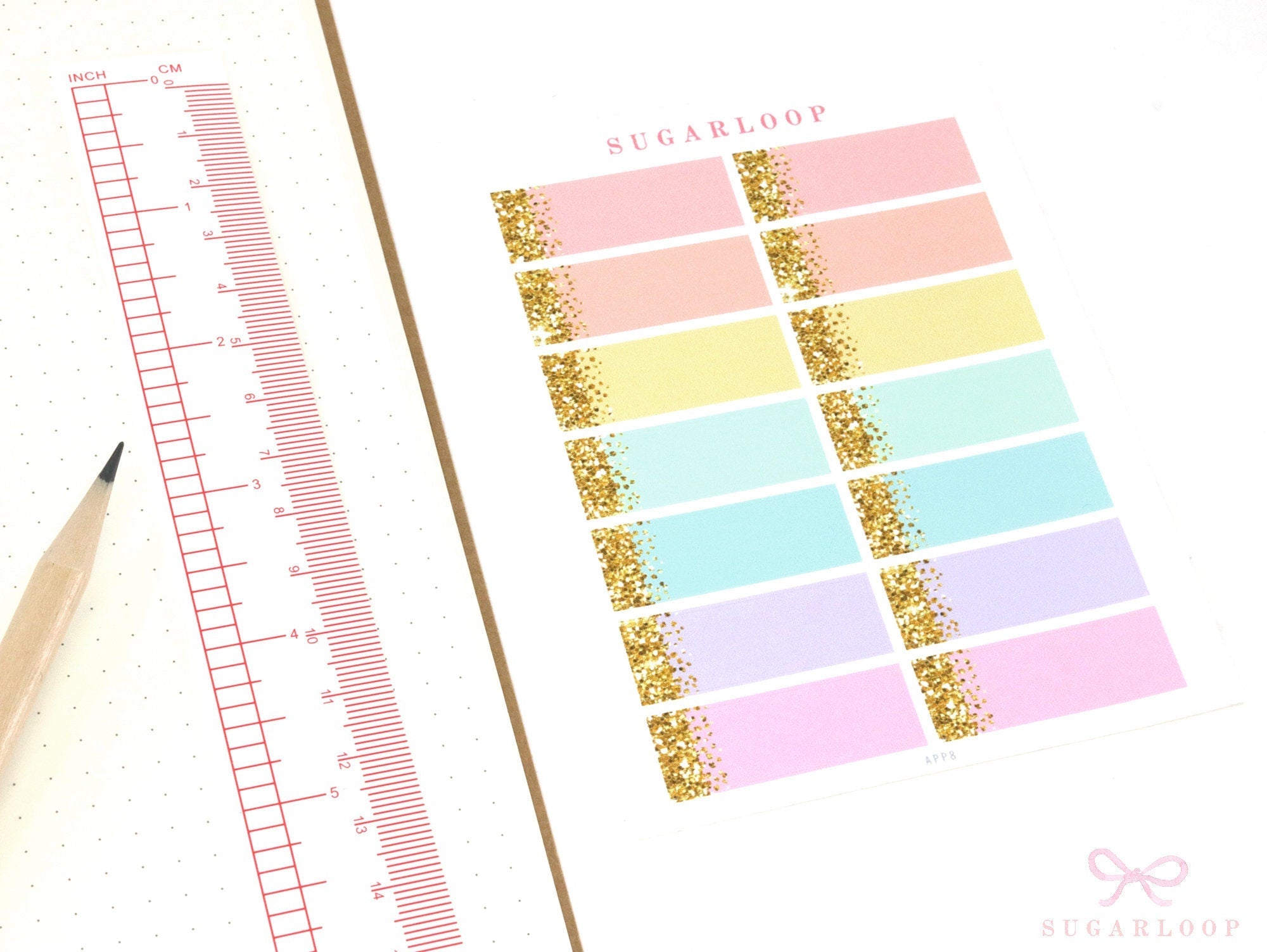 Pastel Header Quarter Box Label Bujo Journal Planner Stickers:0.5in (12 mm) Tall