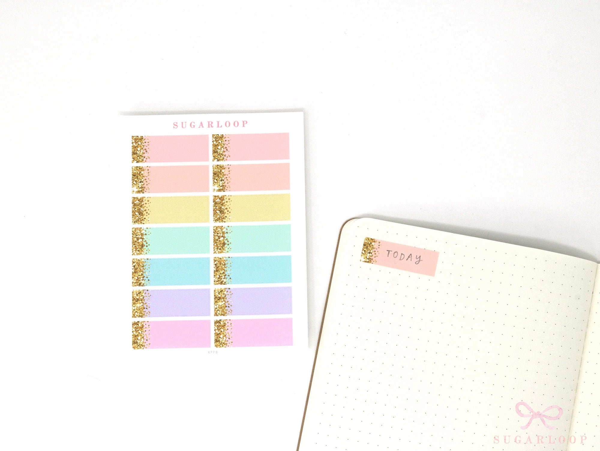 Pastel Header Quarter Box Label Bujo Journal Planner Stickers:0.5in (12 mm) Tall