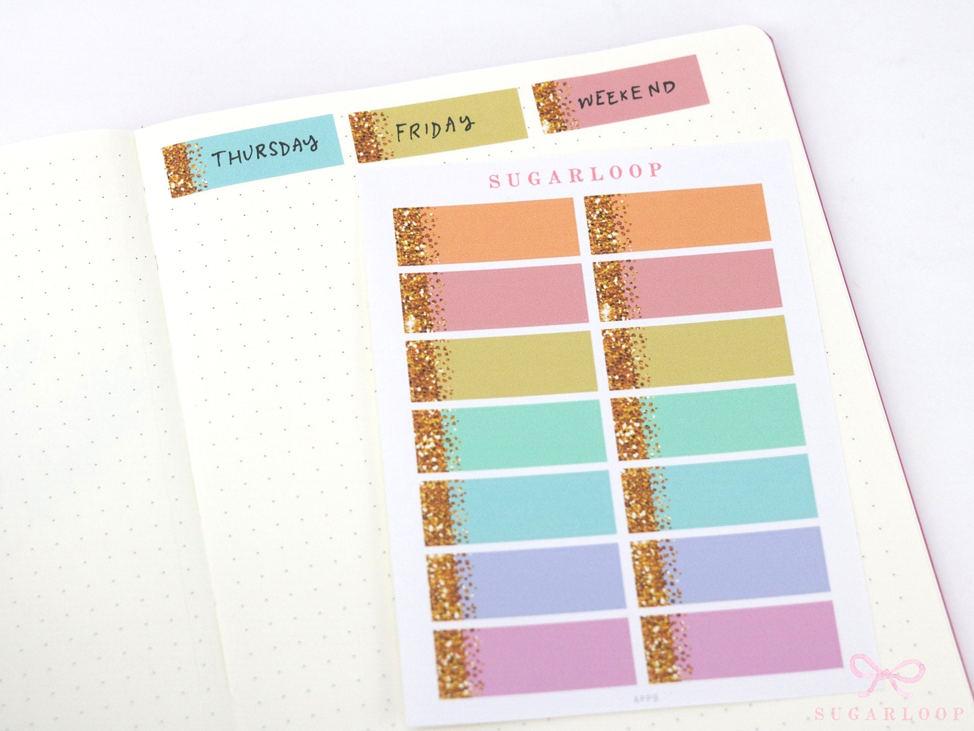 Pastel Header Quarter Box Label Bujo Journal Planner Stickers:0.5in (12 mm) Tall